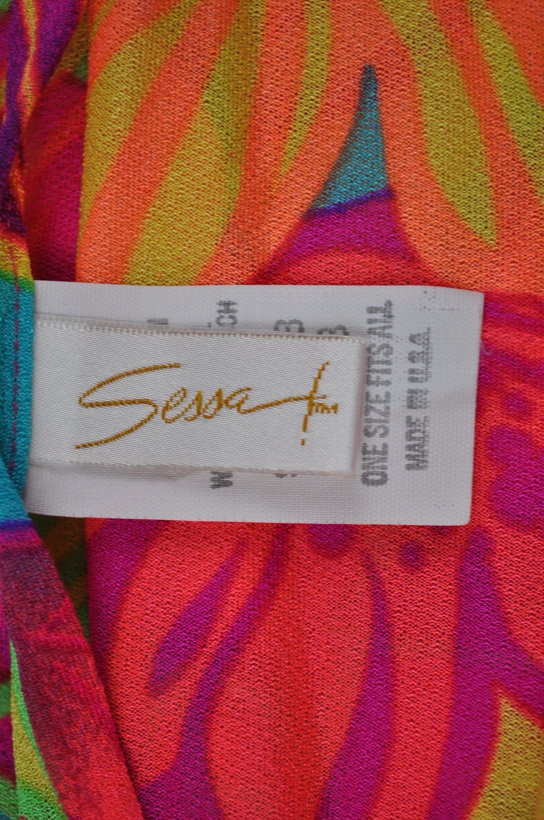 Vintage Sessa Beach Wrap Sarong 100% Nylon NEON Floral made in USA One Size