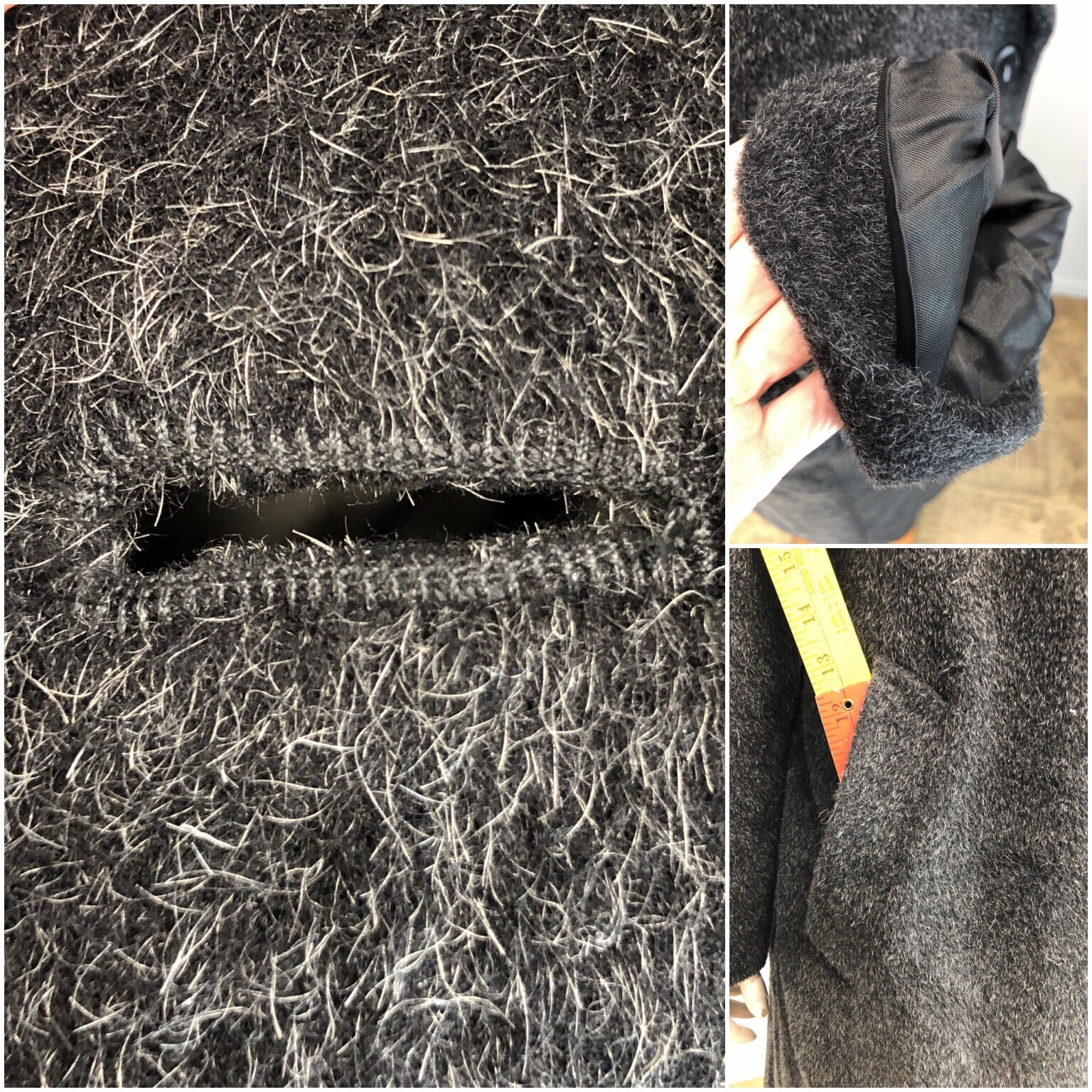 Vintage 90s Coat Wool Mohair Salt Pepper Heather Long Opera Anne Klein 14 L nwot