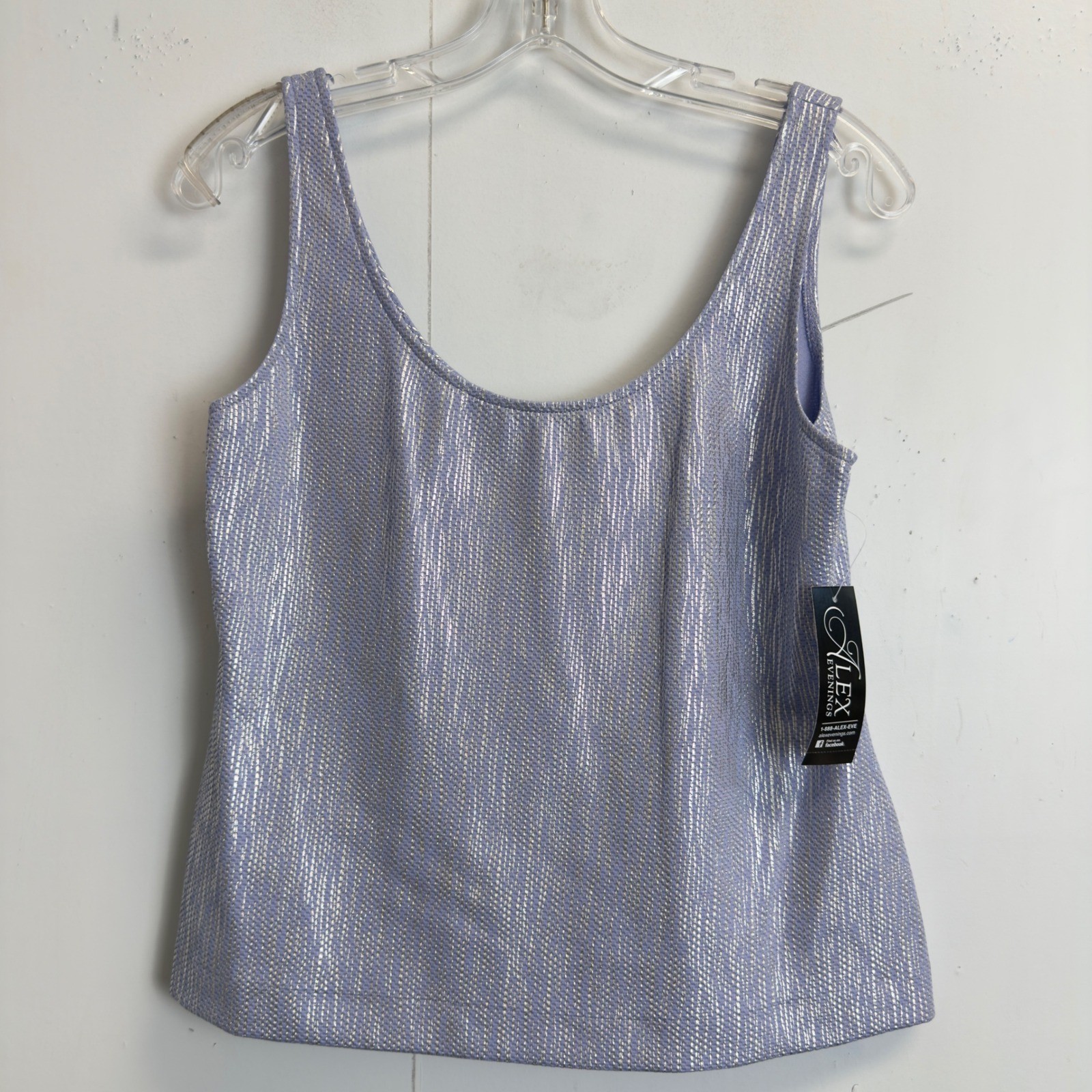 Alex Evenings Petite SP Lavender Silver Metallic 2pc Jacket and Tank Set NWT