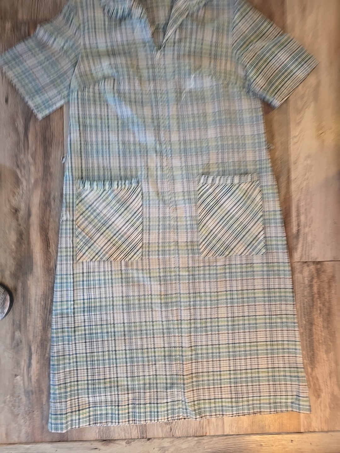 Vintage Sears Fashions Sz 16 Womens Plaid House Dress USA 60’s