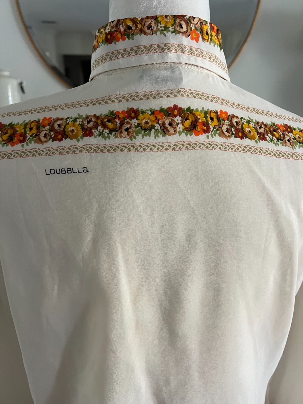 60s Vintage Womens M Skirt Set Sz S Blouse Ivory Floral Fall A Line Skirt