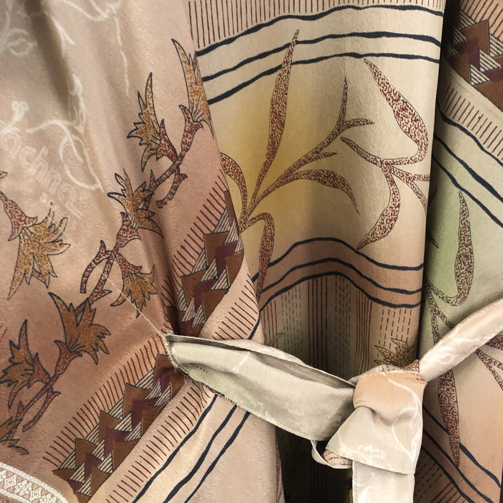 Vtg Florence Silk Kaftan Dress With BeIt Imported From Latina Italy 4-16