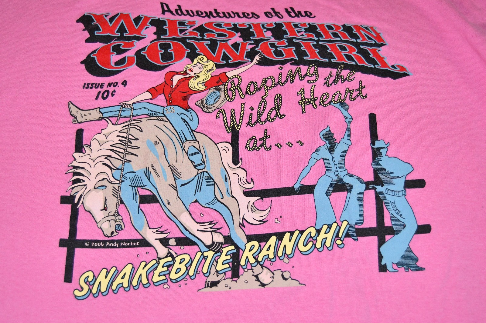 2006 Andy Nortnik Shirt Adventures of The Western Cowgirl Snakebite Ranch Pink