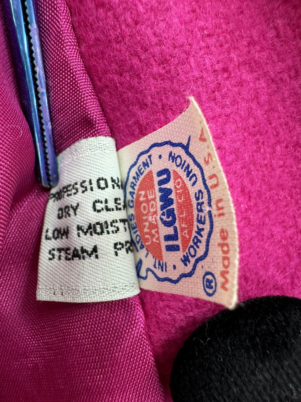Vintage Rothschild Women’s 12 Pink Wool Black Velvet Pockets See Measurements