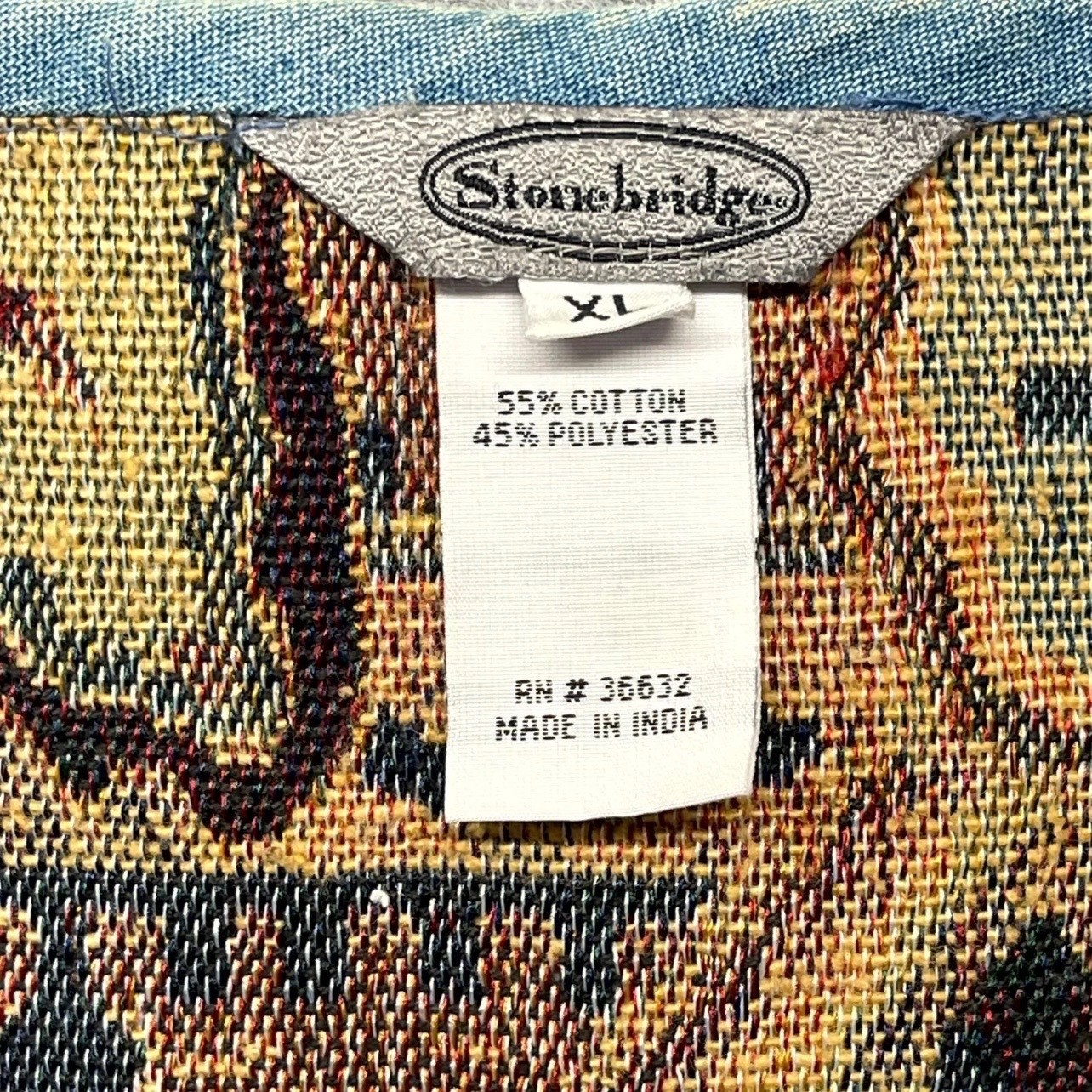 Stonebridge Tapestry Jacket Womens XL Button Boho Cotton Blend Multi Geometric