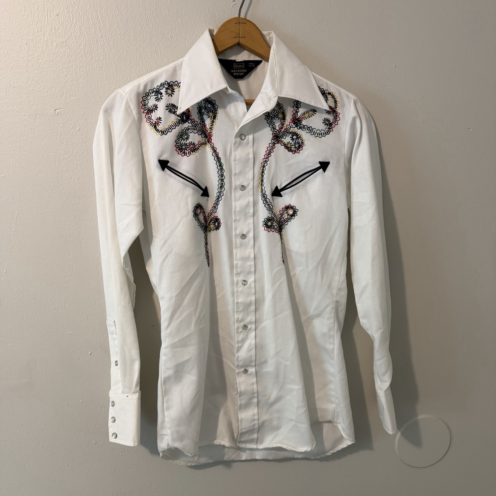 Sears Vintage Western Wear Pearl Snap Size Small