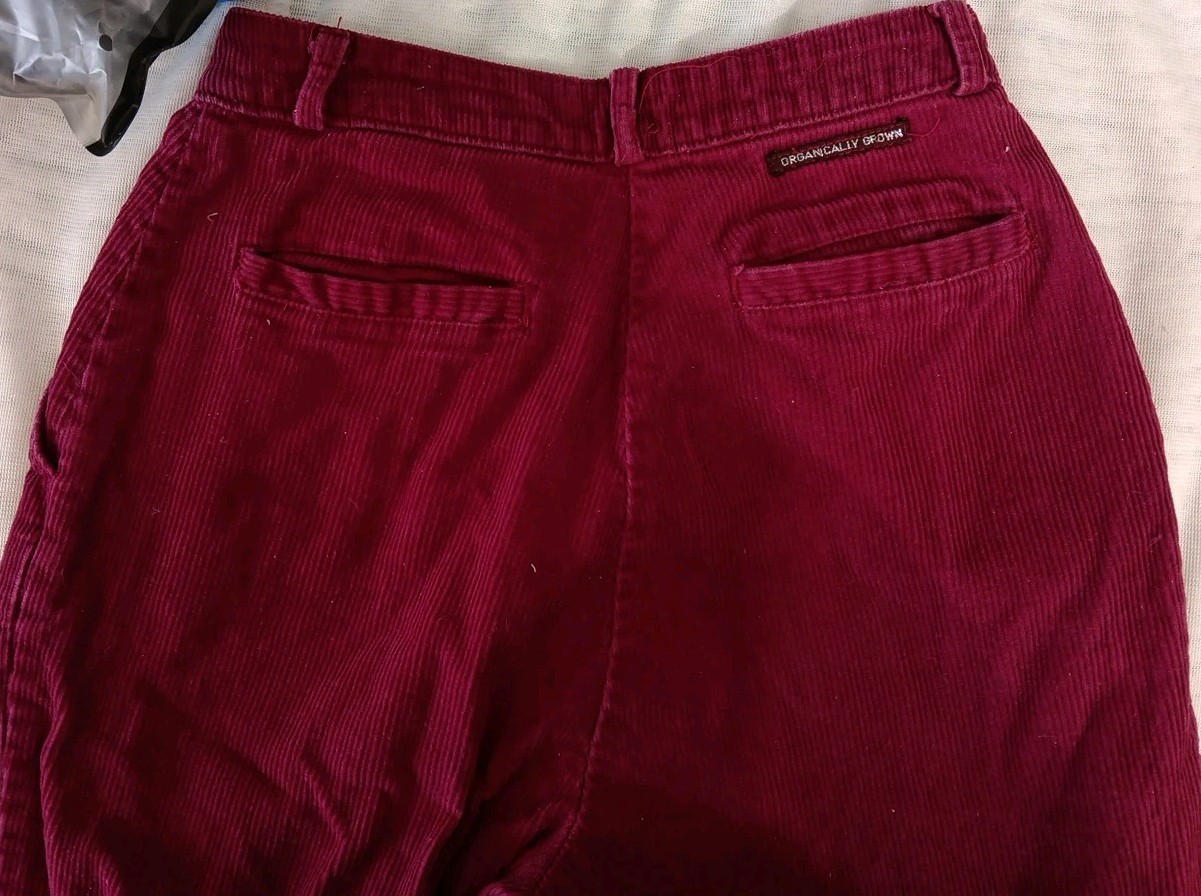 Rare Vintage Corduroy Pants Snap Ankle Organically Grown 80s High Waist 24X29