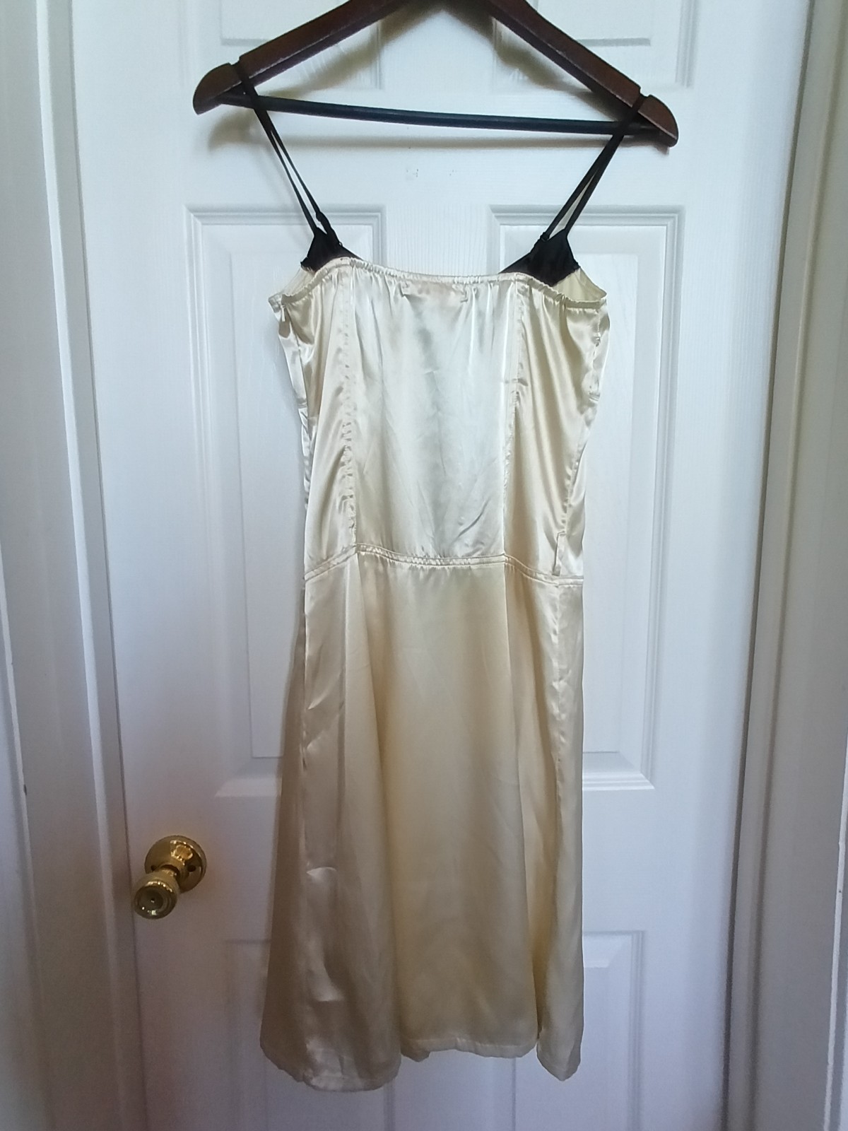 Vintage Y2K Satin Ivory and Black Cocktail Dress Size S