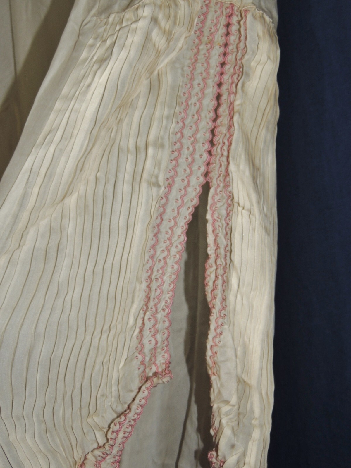 1920’s Ivory Silk W Pink Embroidery Step In / Chemise / Bloomers MED