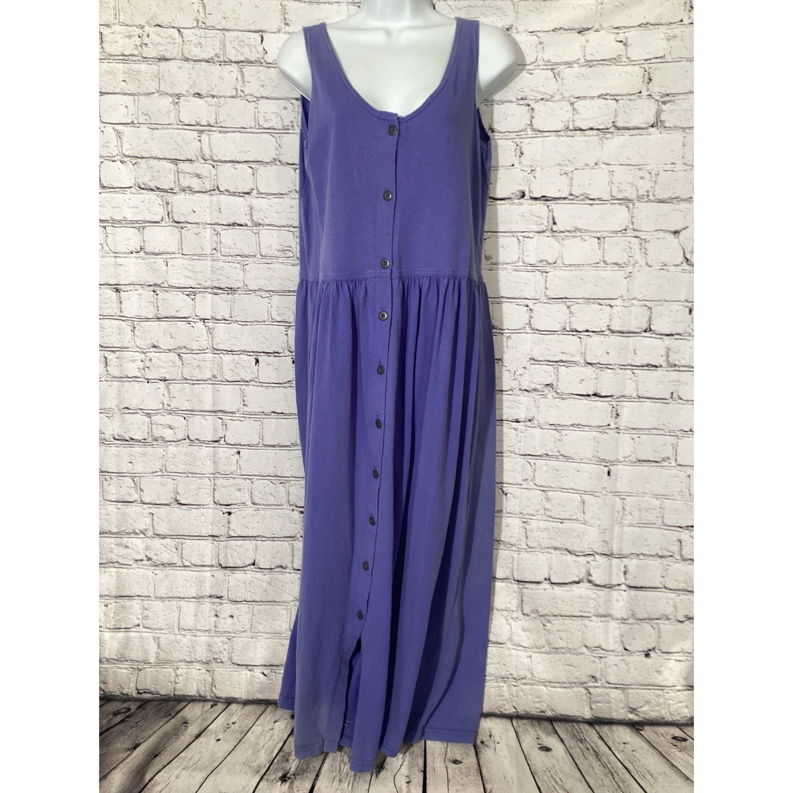 New York Laundry Vintage 90s Purple Cotton Button Front Maxi Dress Medium
