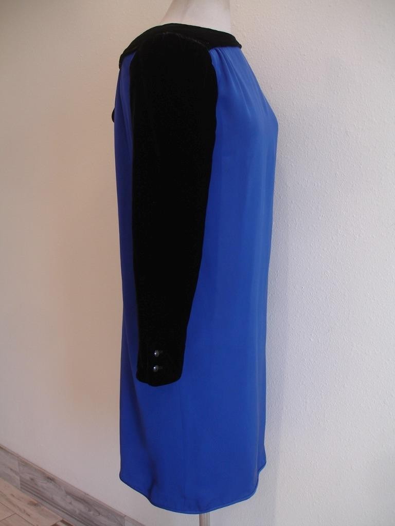 Women’s 8 Vtg 1980’s Valentino Night Black Velvet Blue Midi Dress Evening Italy