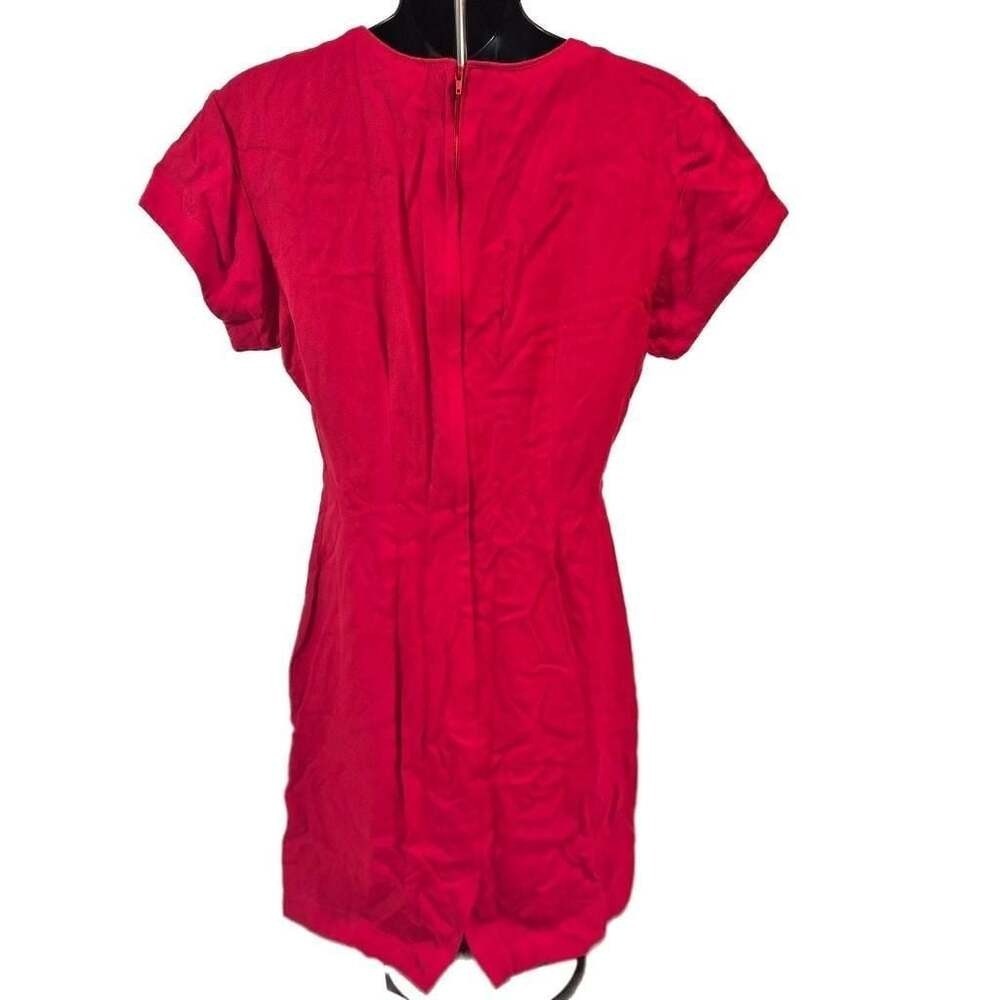 Vintage 90s La Belle Red Rayon Mini Dress Wavy Button Whimsigoth Retro Size 3/S