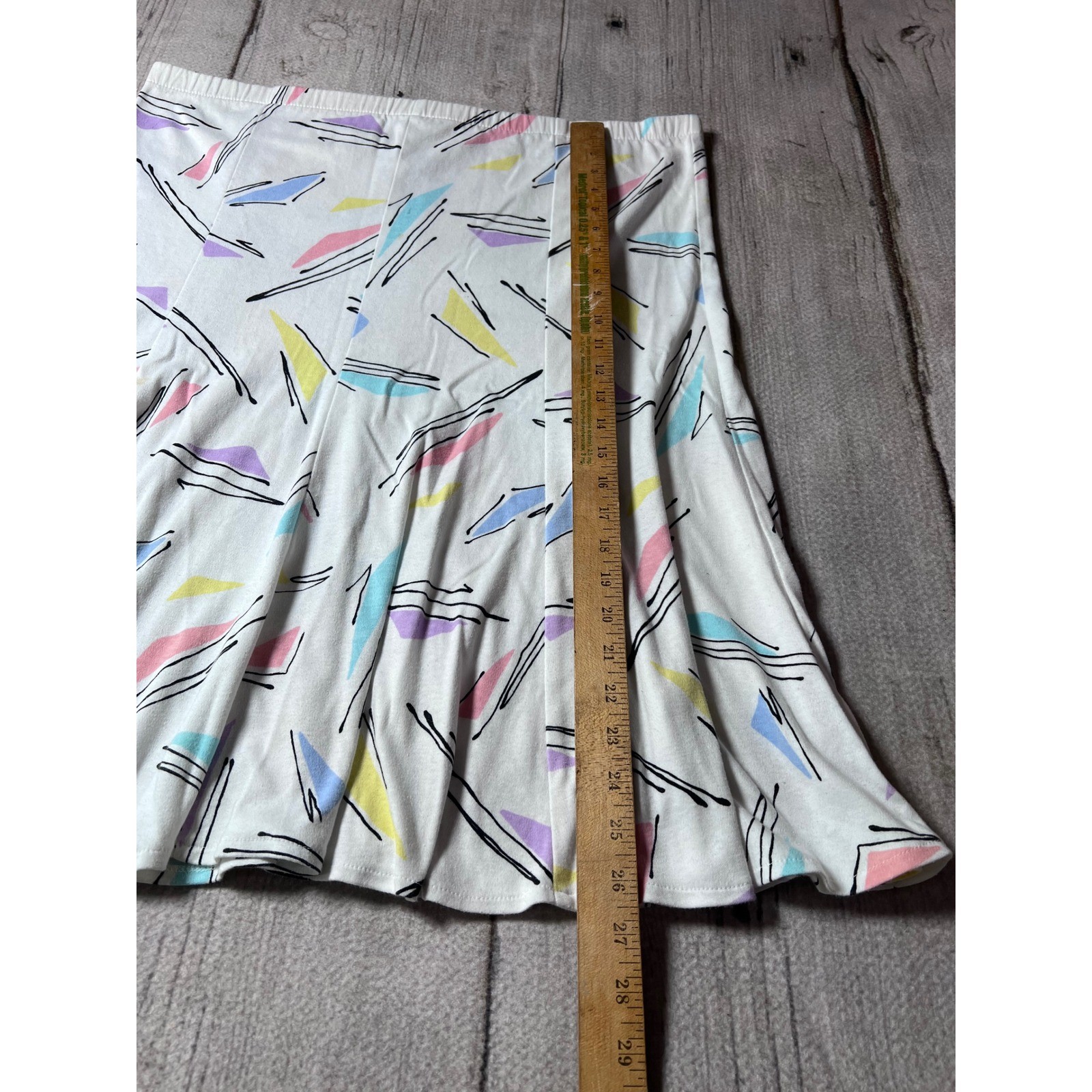 Donkenny Skirt Women Small White Geometric Abstract Print 80s Vintage