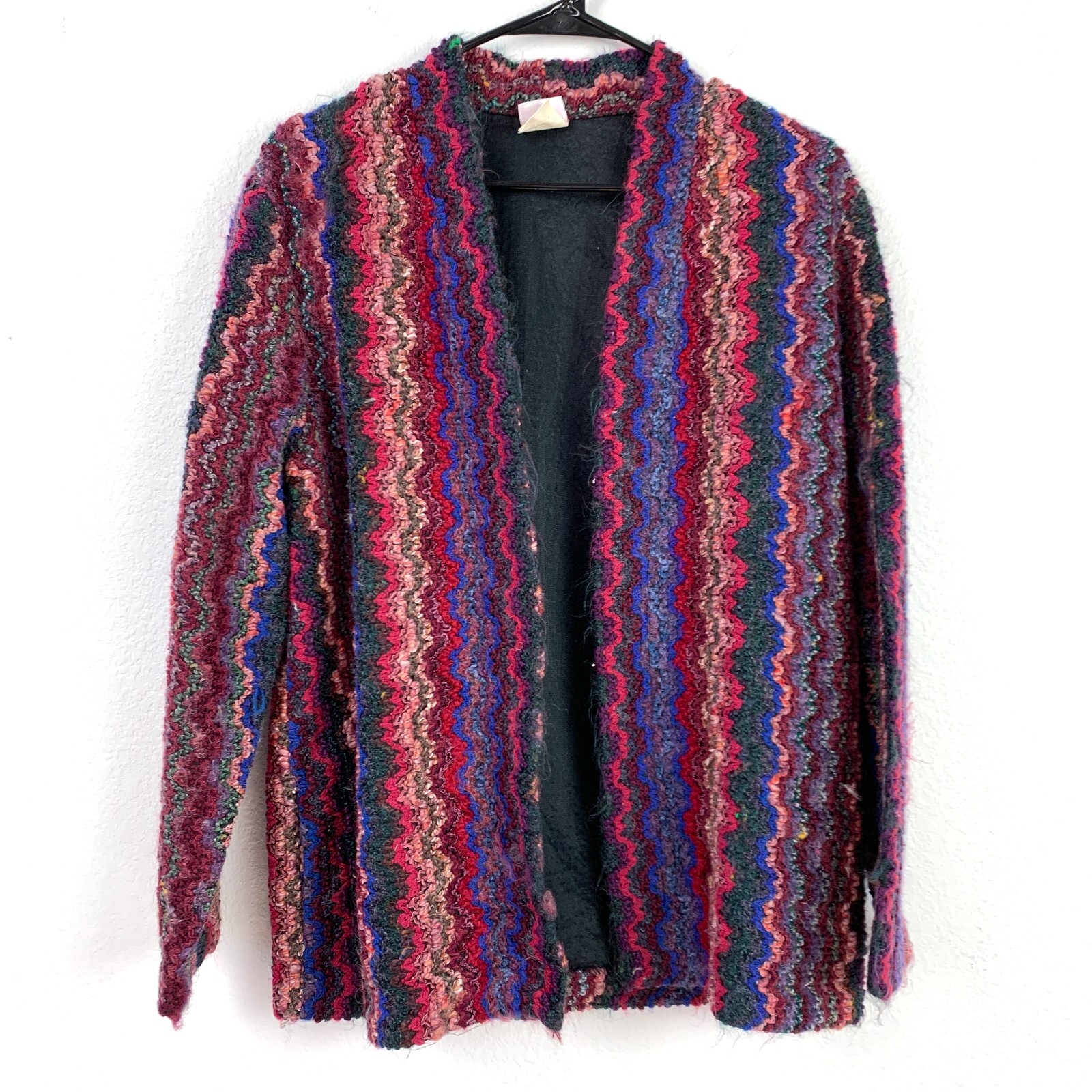 Vintage Graff Californiawear Mohair Blend Colorful Boho Hippy Knit Cardigan 14