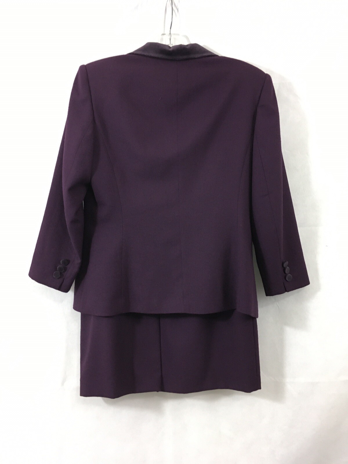 Vintage EMILY 100%Wool StretchWaist Pencil Skirt Jacket Velvet Collar Woman’s 12