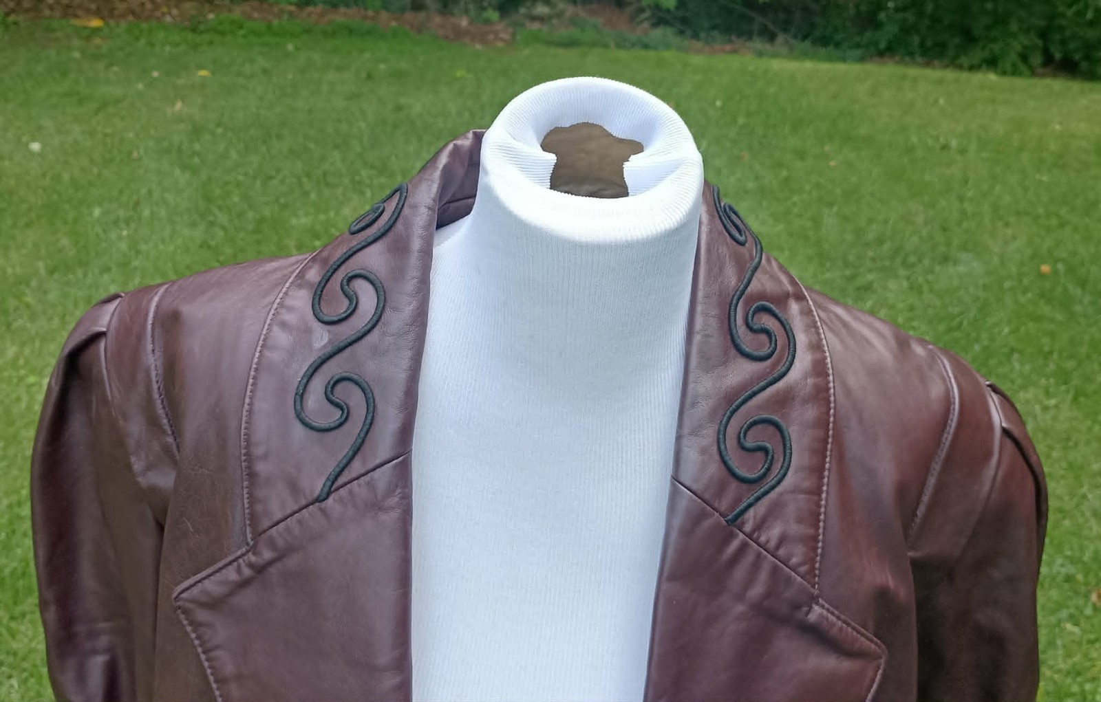 Vintage Northside Genuine Leather Jacket- Mahogany W/Scroll Embroidery on Collar