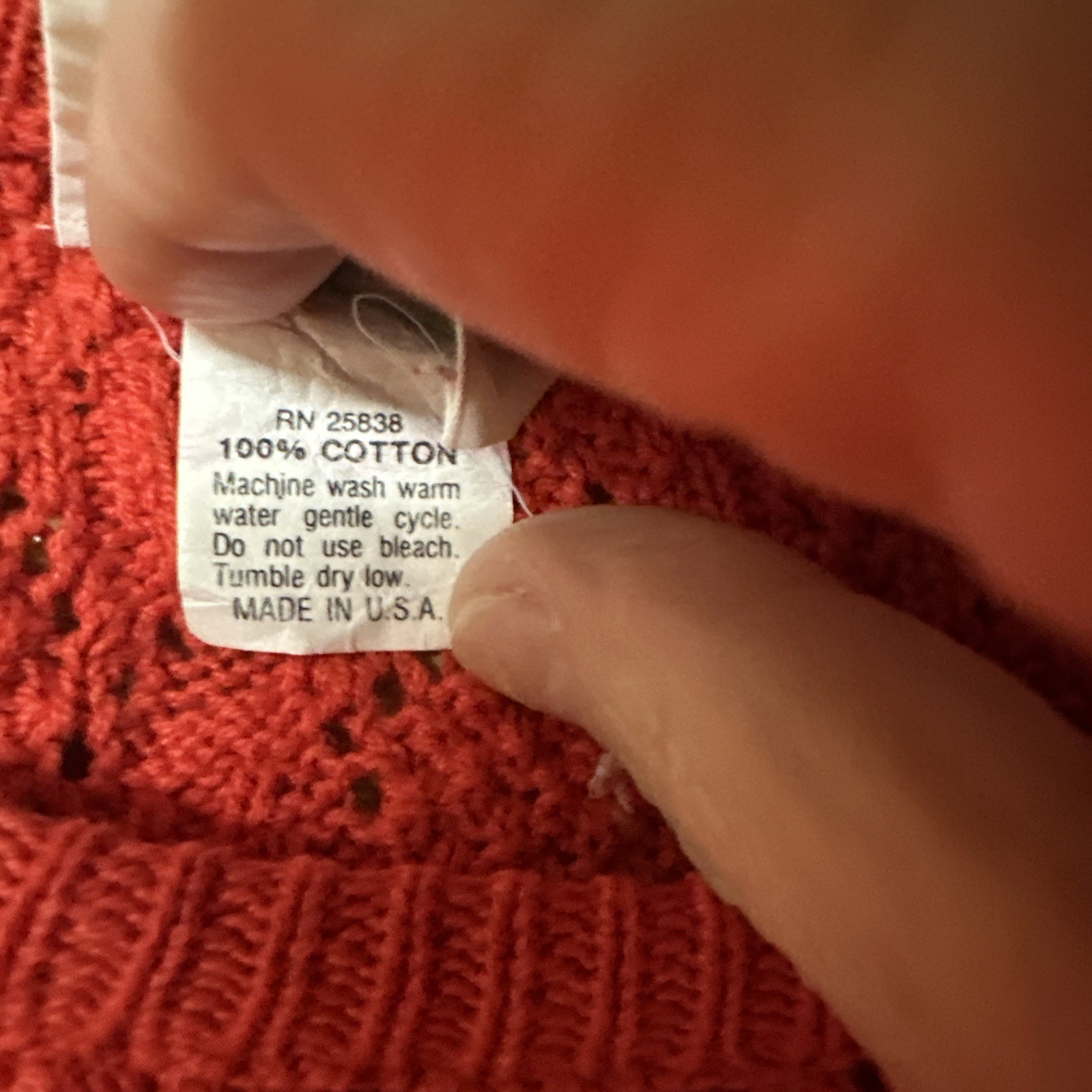 Vintage Alicia Petite Short Sleeve Strawberry Red Cotton Knit Sweater, Sz Sm