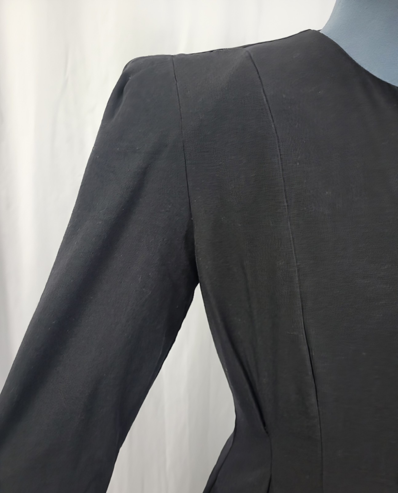 Vtg All That Jazz Black Button Down Sheath Dress w Lace Pocket Square Size 11/12
