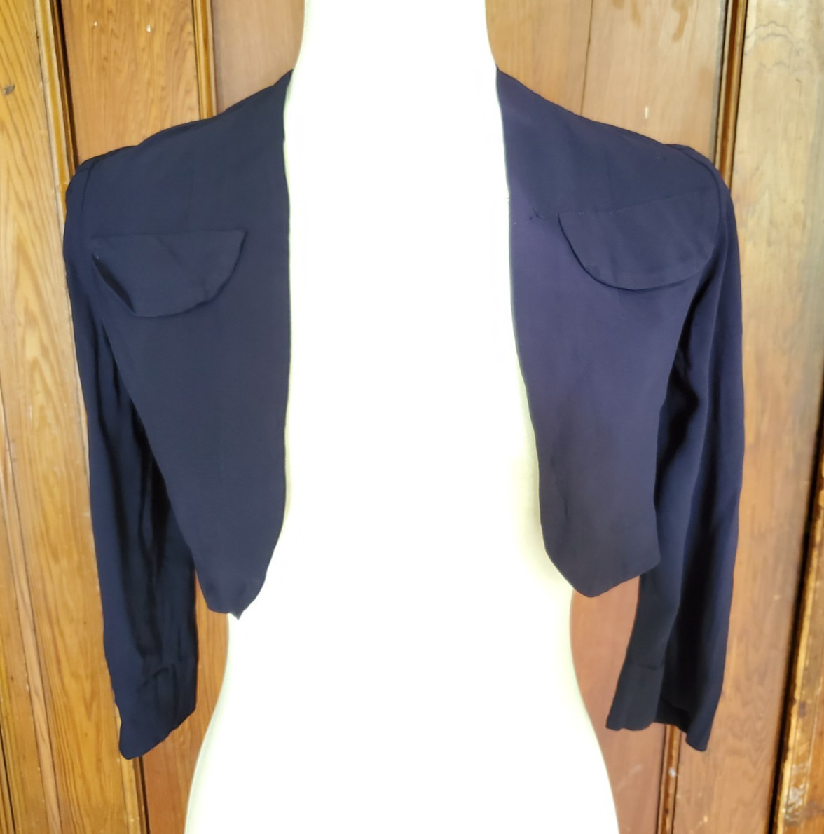 Vintage 1940s NAVY RAYON BOLERO JACKET–PETITE OR SMALL