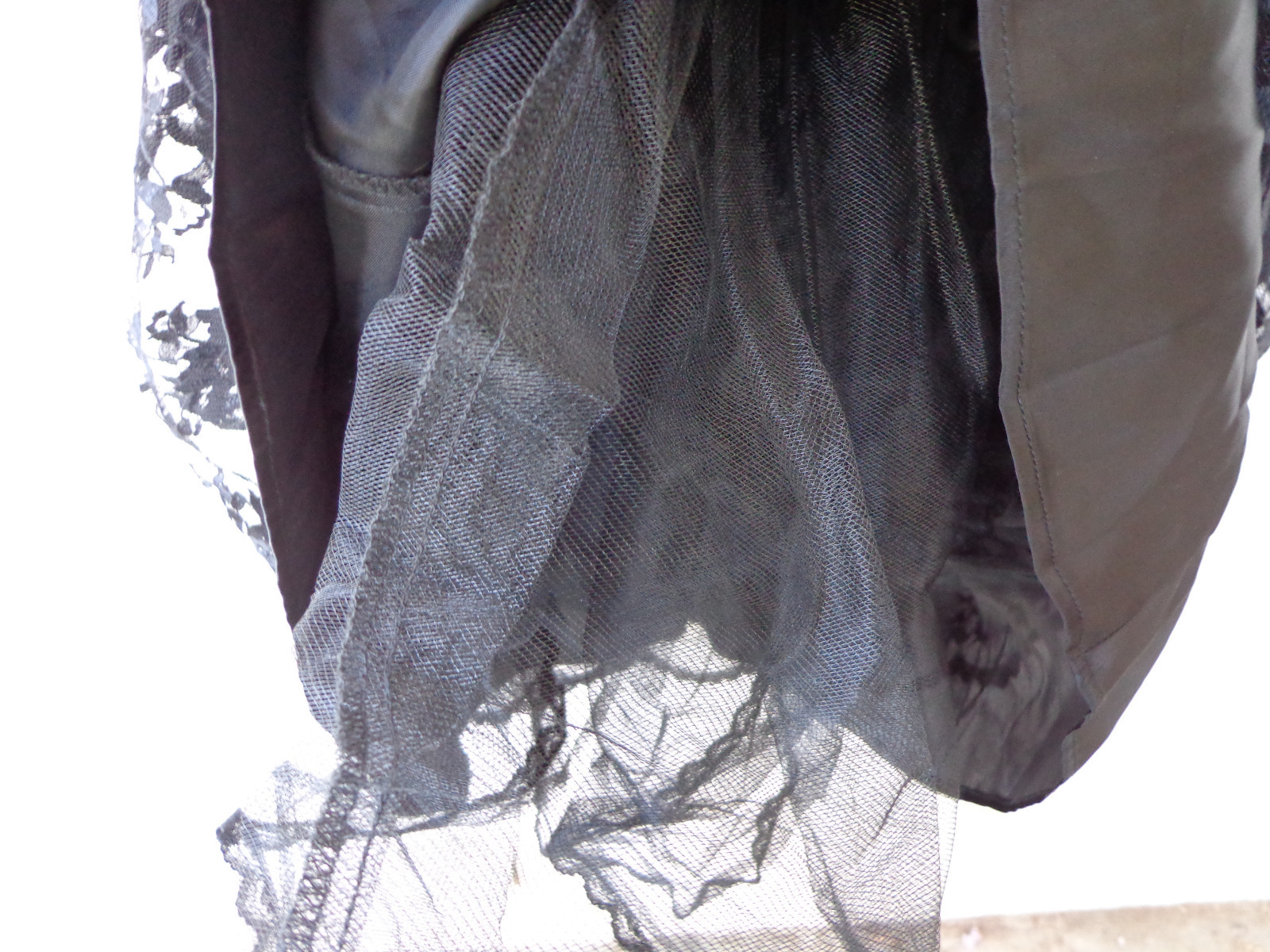 VTG 80s PROM DRESS Strapless Lace Tulle Velvet HUGE BOW Sequins Full Skirt NWT