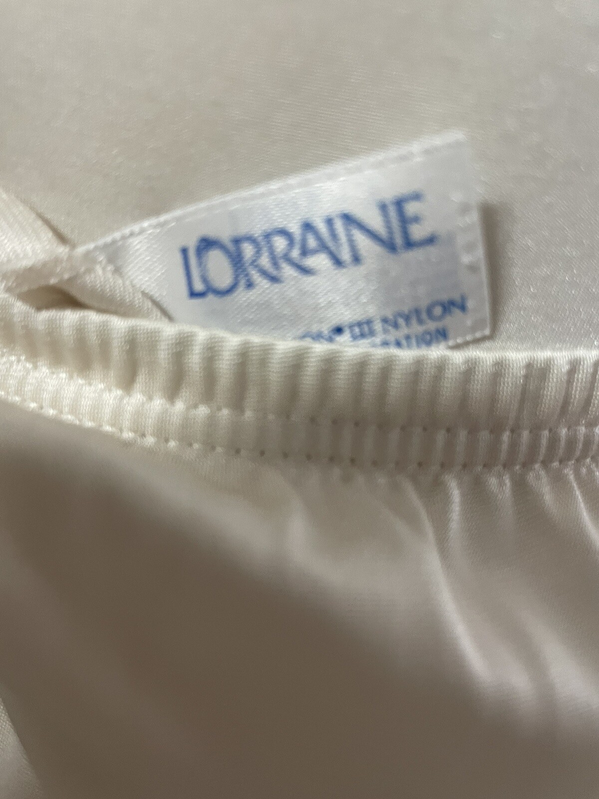Lorraine Half Slip Beige Small Soft Blush Nylon Vintage 2″ Lace Hem