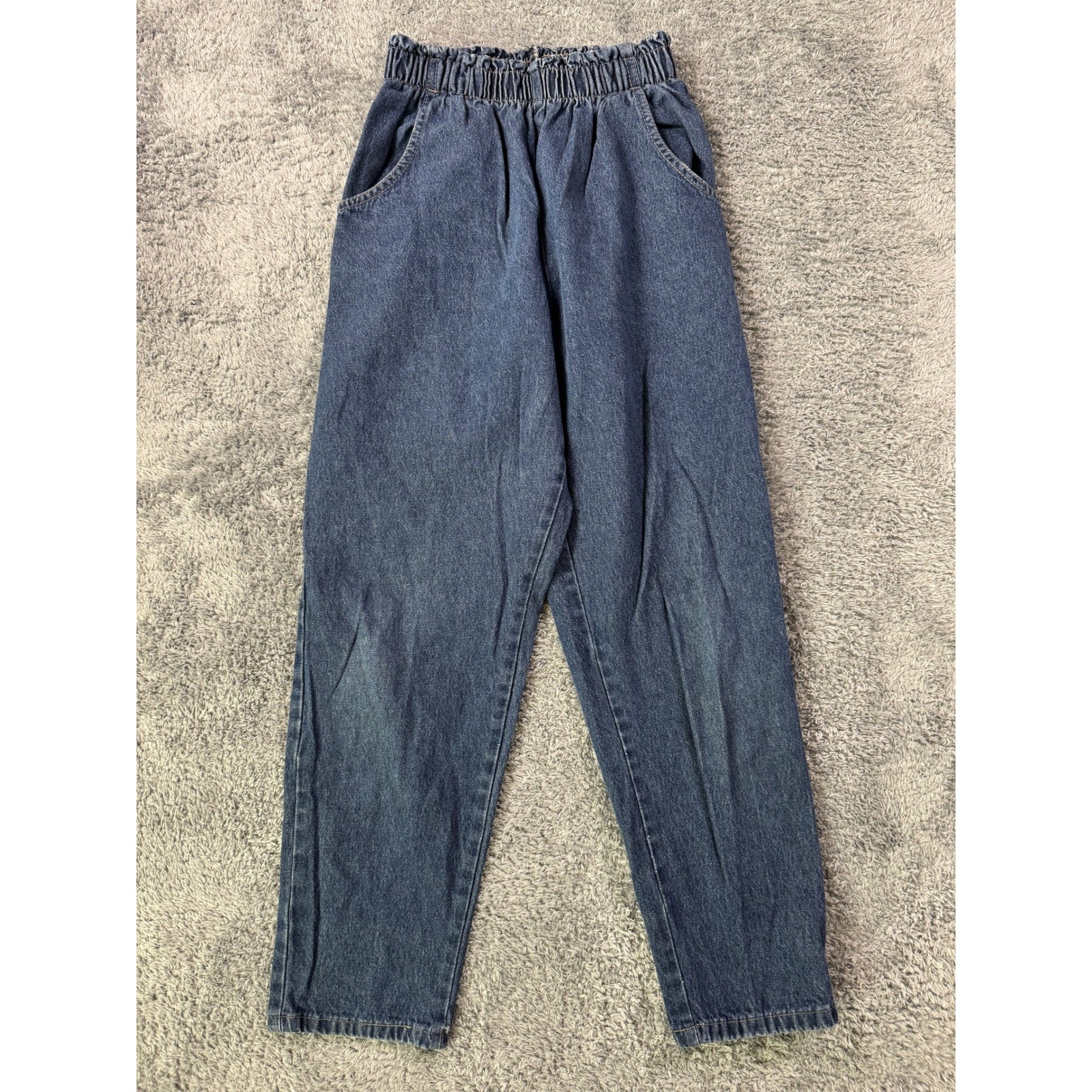 Vintage RN 58287 High Waisted Mom Jeans 12 Petite Blue Elastic Waist Cotton