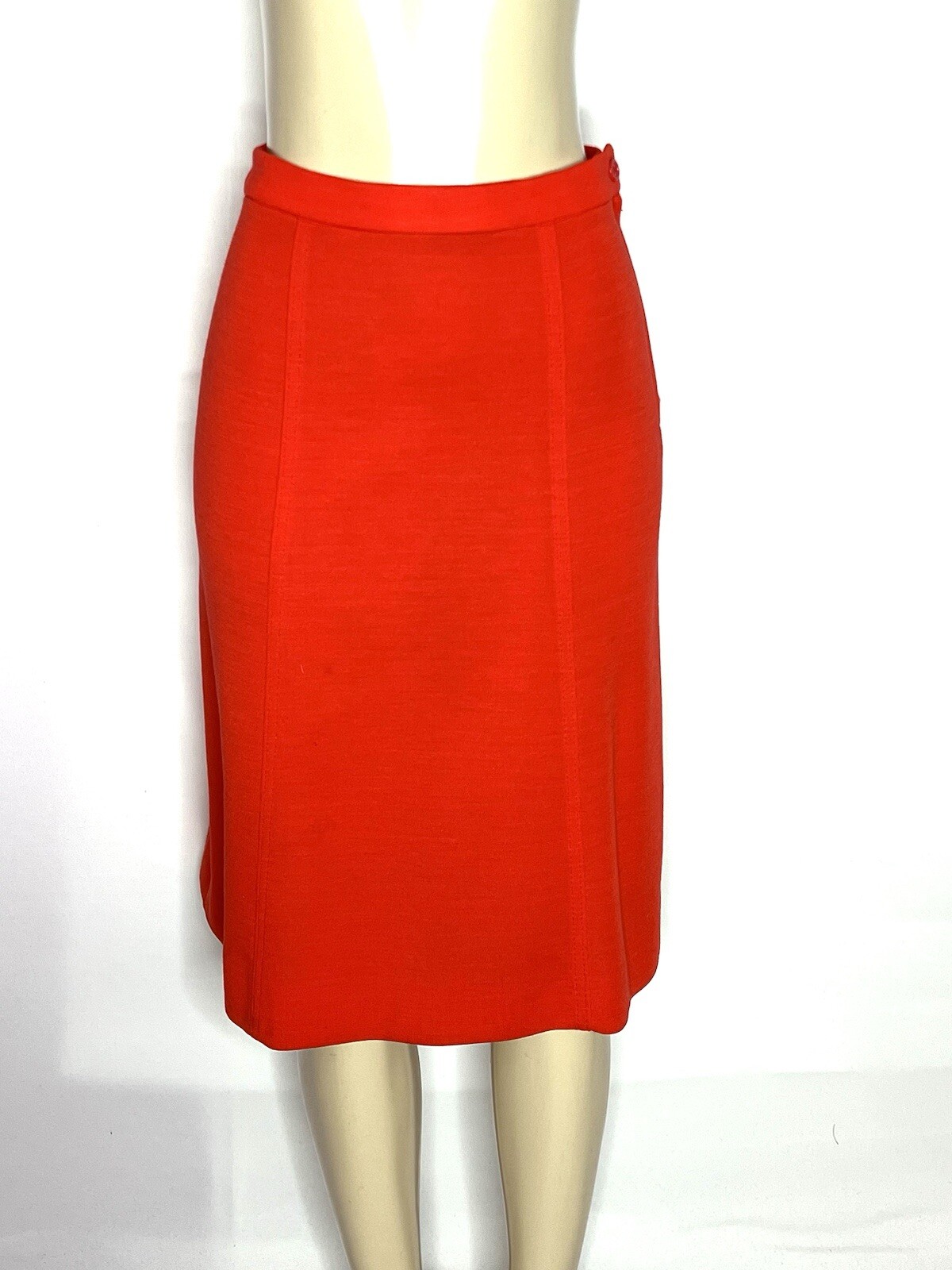 VINTAGE ORANGE RED A LINE STRETCH WOOL UNION LABEL MADE IN THE USA SKIRT SIZE 8