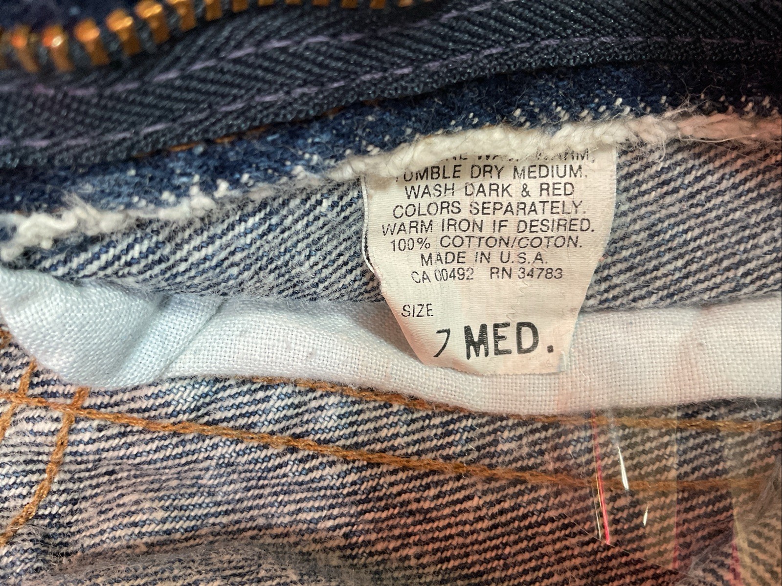 Vintage Lee Blue Jeans, 7 Ladies Medium , Made In USA,