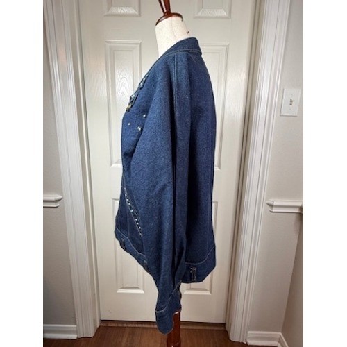 Bruno Bellini Vintage 90s Studded Denim Jacket Dark Wash Western Blue Medium