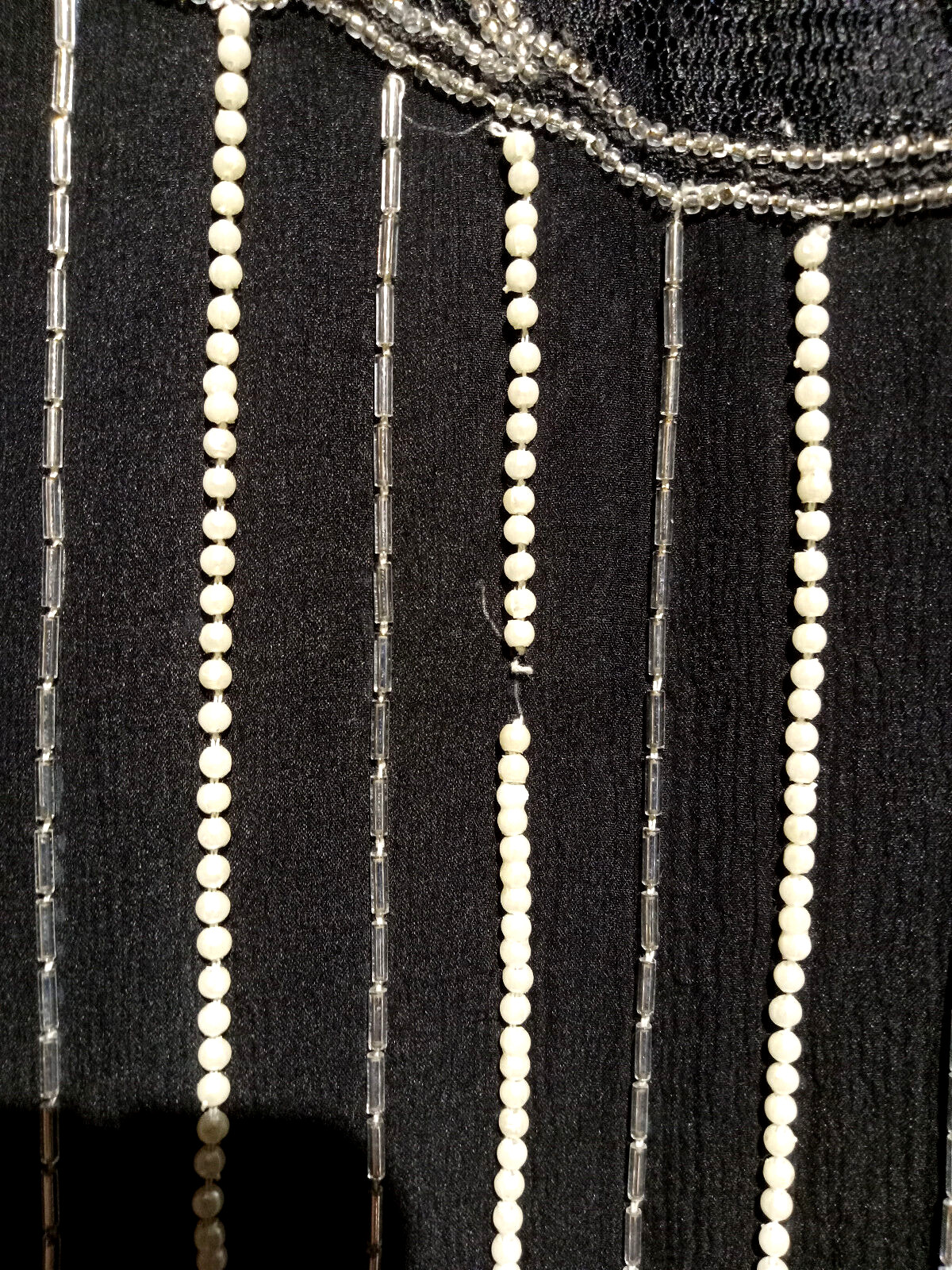 Vintage Silk Beaded Formal Top Black Art Deco 1980s Mob Wife Judith Ann 1X 16 18