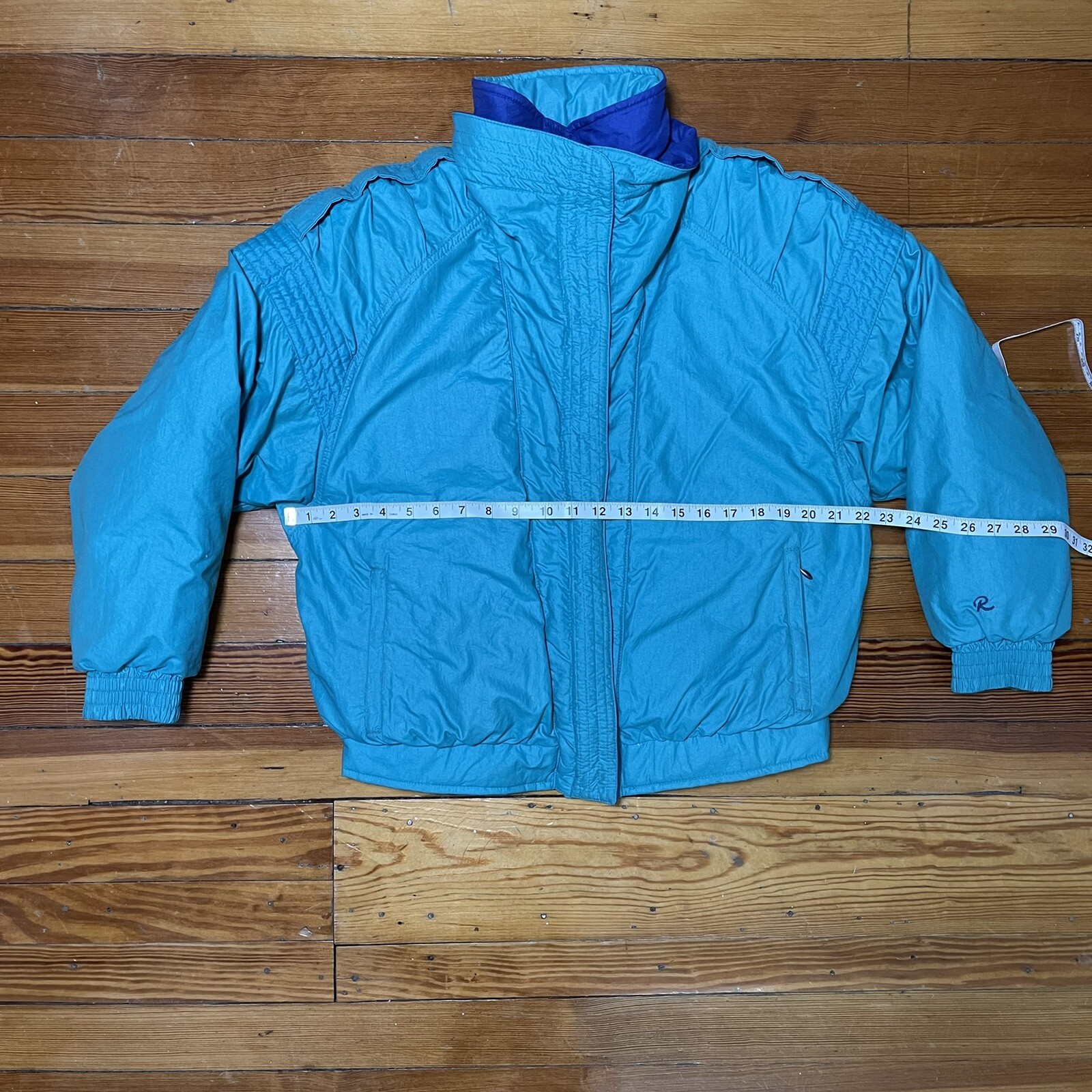 Vintage Roffe Skiwear Women’s Retro Teal/Purple Ski Snowboard Jacket Size 12 USA