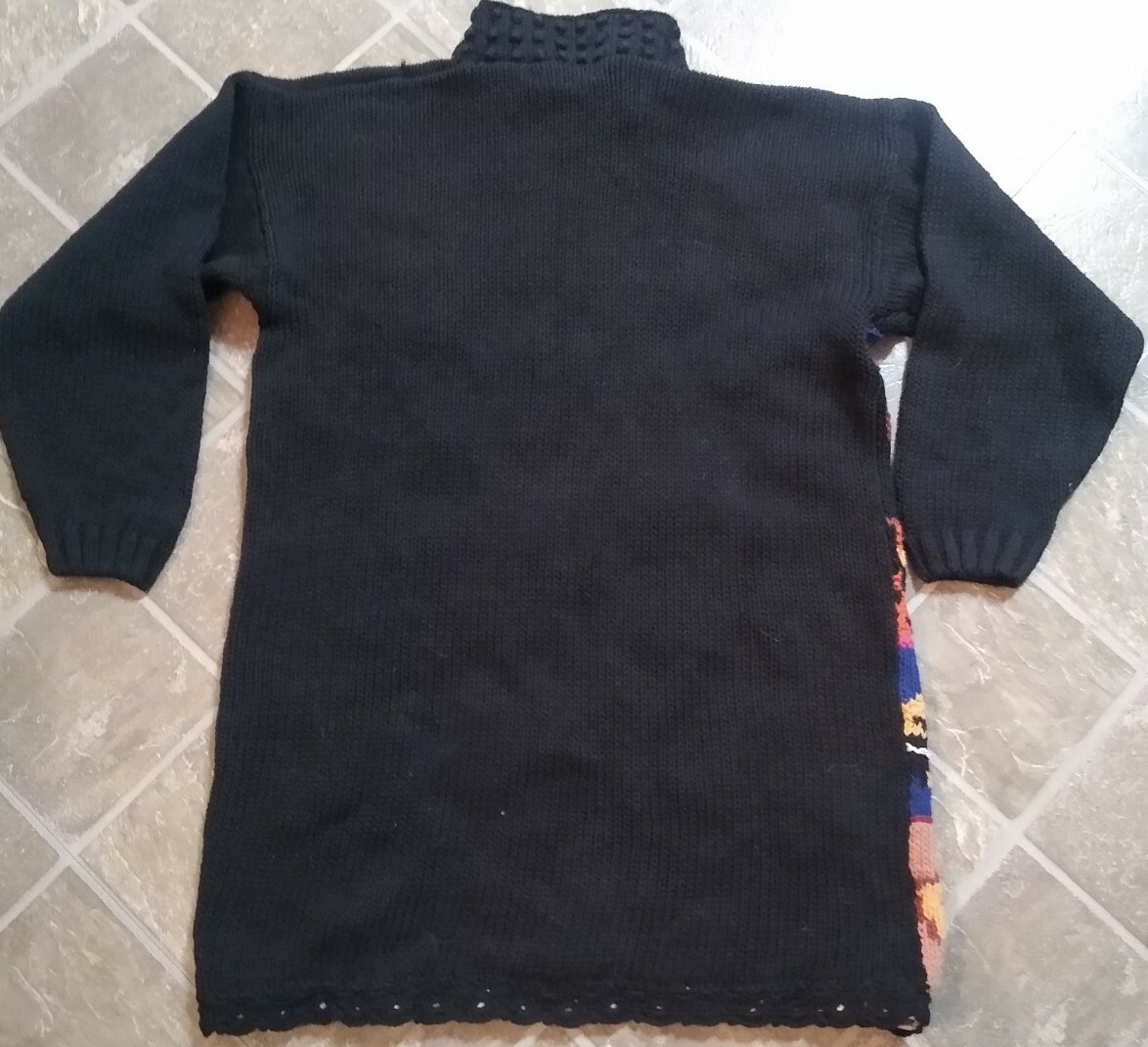 Vintage Beldoch Popper Halloween Fall Harvest Sweater ~ Pumpkin Witch Black Cat