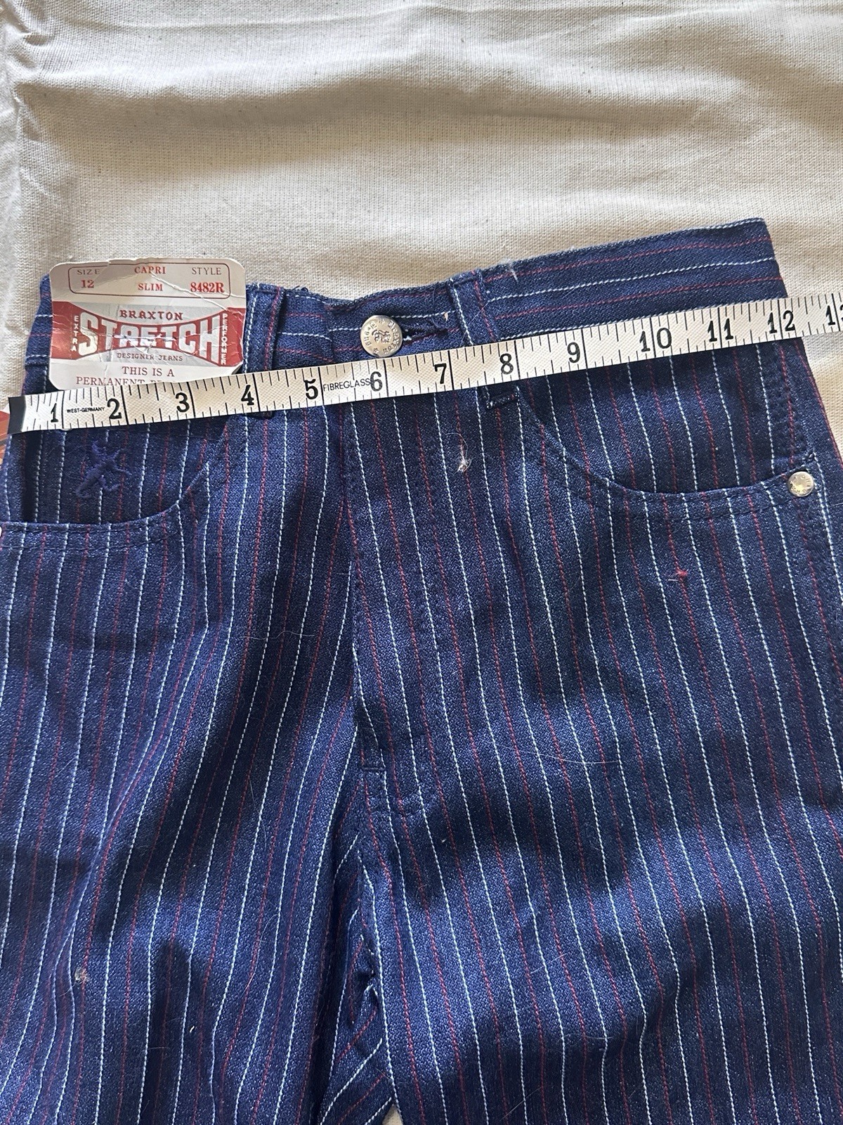 Braxton 1980s High Waisted Pinstriped Jeans New With Tags Rare Designer Denim