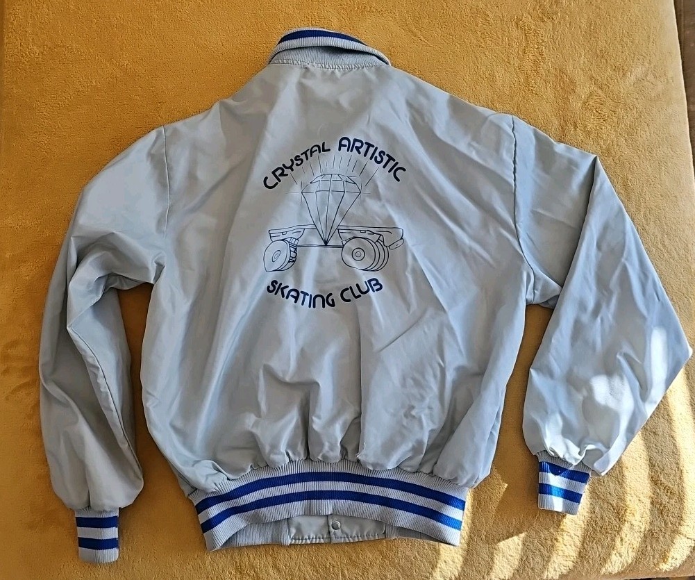 Skate Club Bomber Jacket Skate Club Jane DeLong Sportswear Vintage Gray Sz L 80s