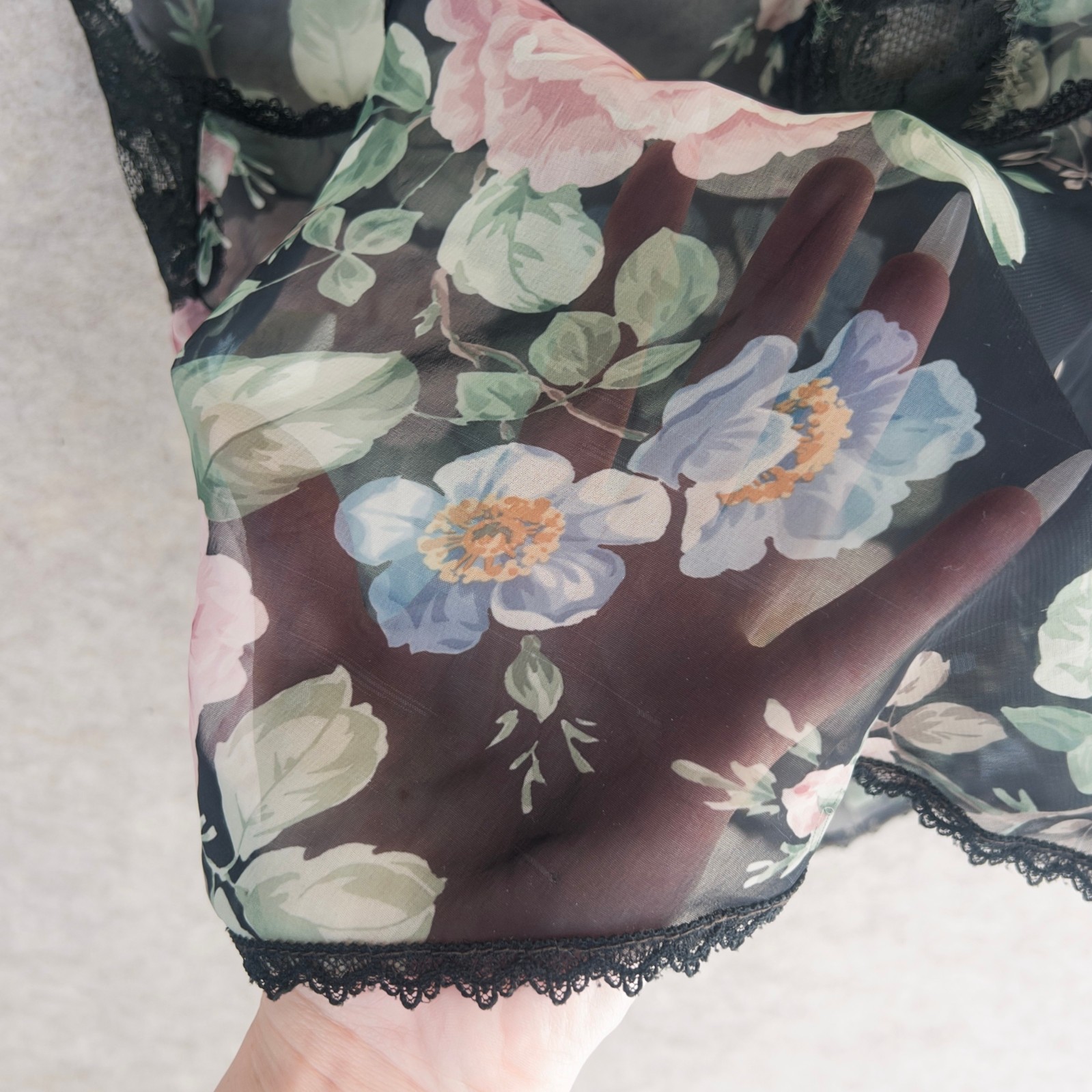Vintage 80s Indulgence Sheer Lingerie Slip Camisole Best Fit S/M Romantic Floral