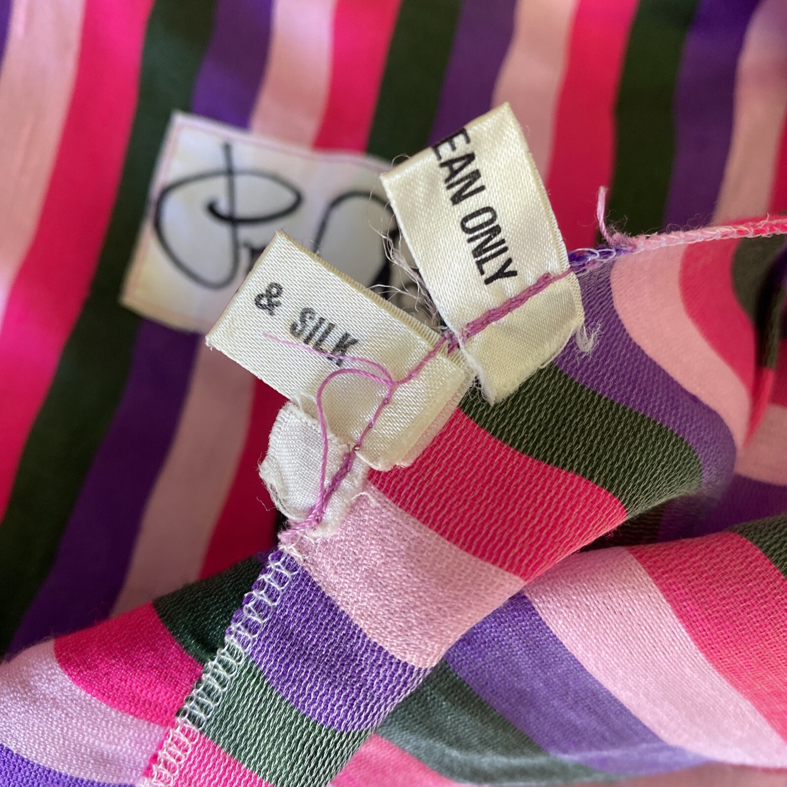 Vintage Prue Acton Dress Fits Au 8 XS/S Multicolour Stripe Silk Wrap Mini Dress