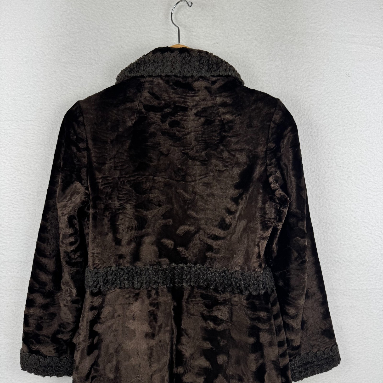 Vintage 70s 80s Country Pacer Womens ~Small Brown Faux Fur Long Brown Coat Fancy