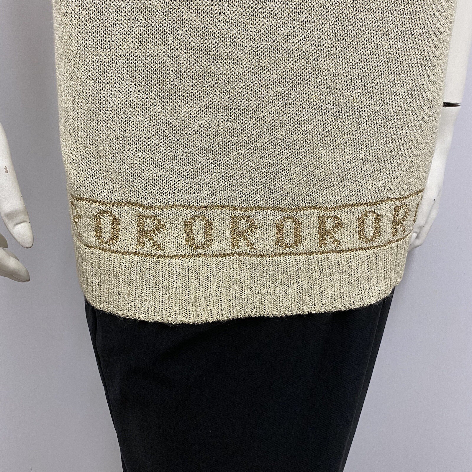 Vintage Krizia Maglia Knit Tunic Sweater Top Says „ORO” Means Gold 44 Small S
