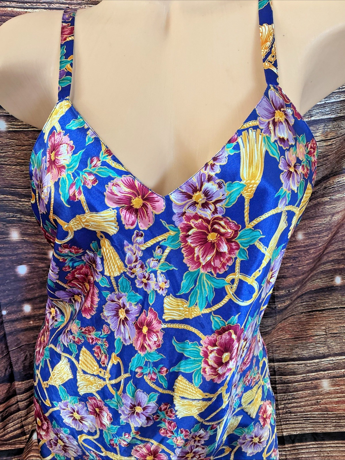 Vintage JO Intimates Chemise & Robe Set Floral Polyester Set Size S
