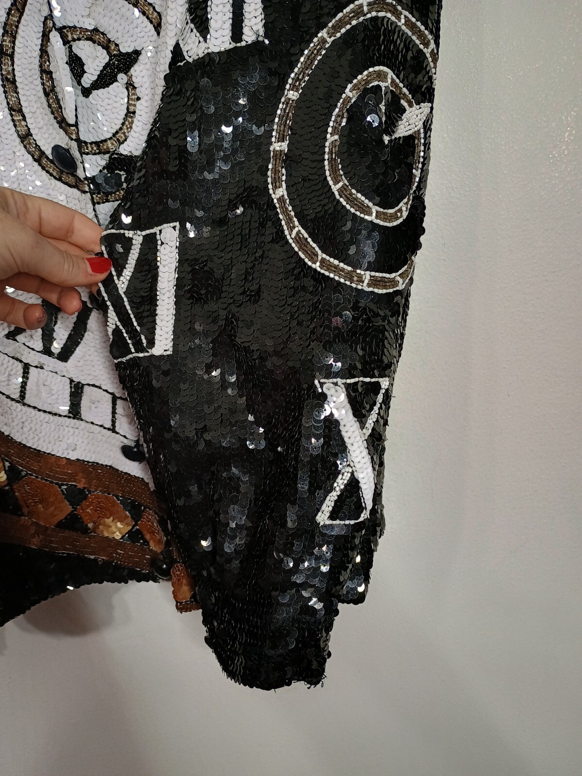 Vintage 90’s Modi Sequin Jacket Clock 100% Silk 1X