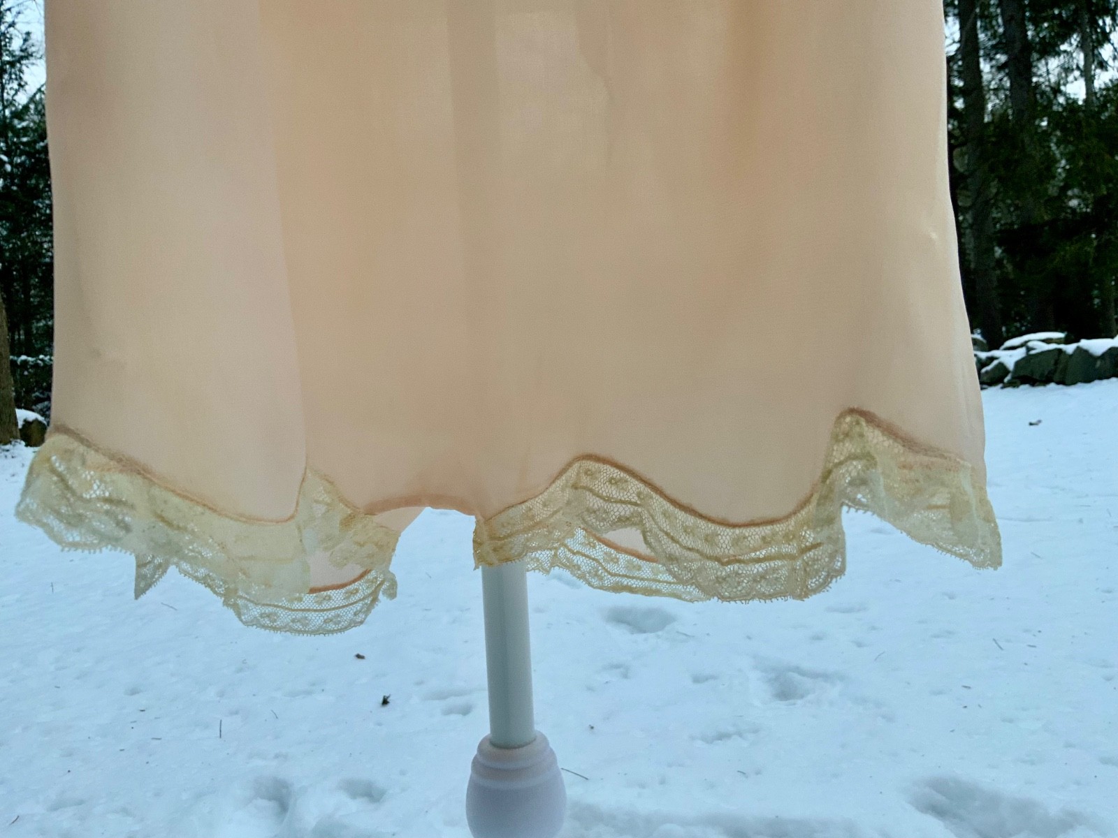 Circa 1912–1918 Blush Pink Silk Chiffon Teddy with Antique Lace – Edwardian Silk