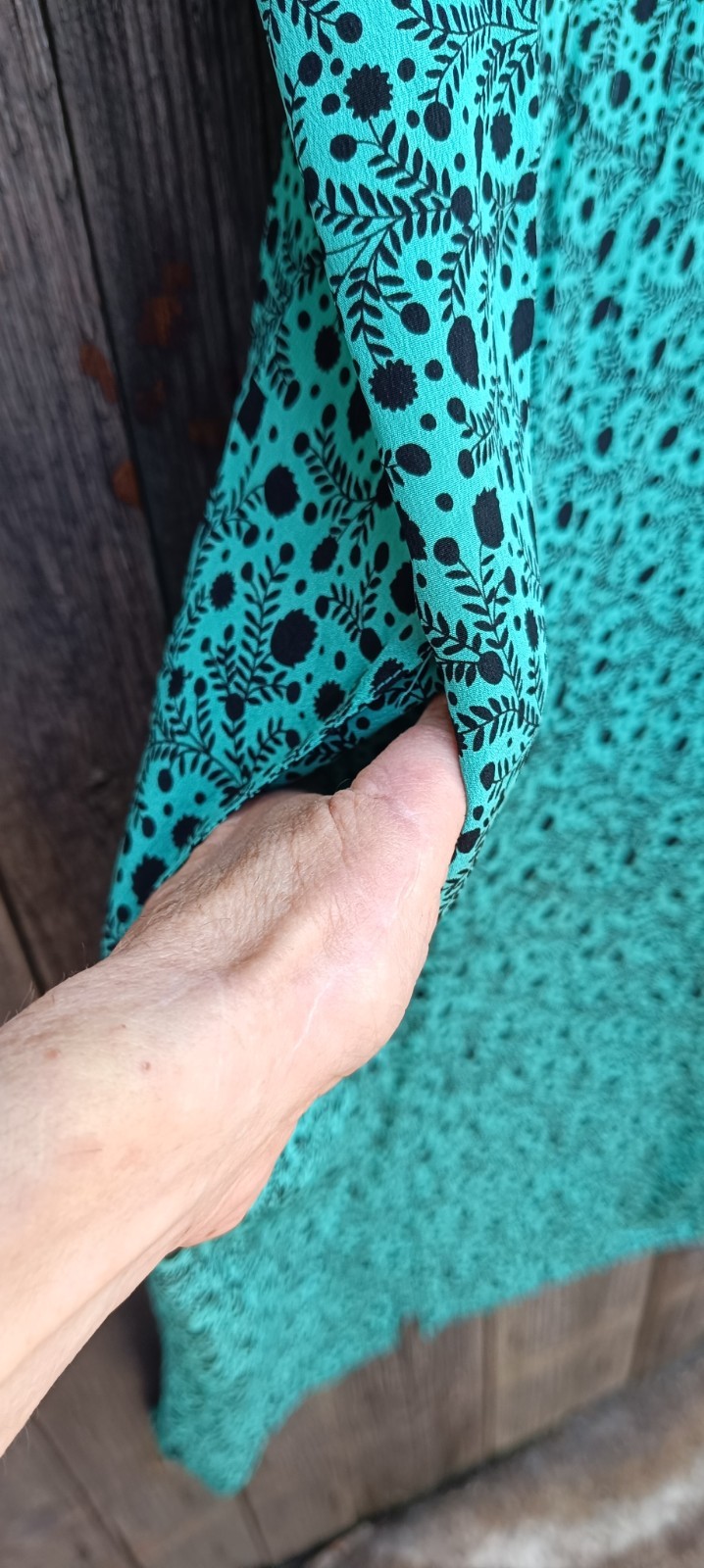 Evento Vintage Dress Womens L XL Turquoise Black Floral Pattern Italy Dress