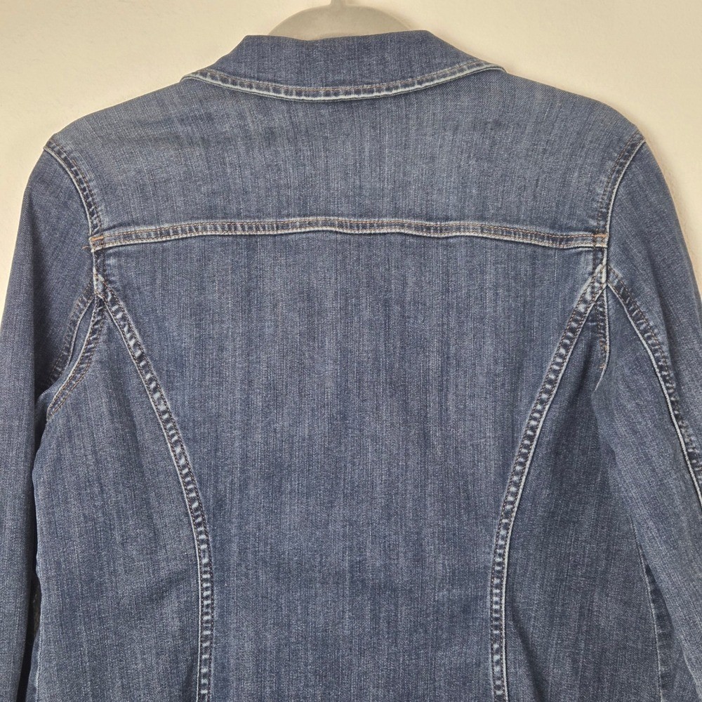 Chicos Denim Jacket Womens 0P Blue Button Up Classic Casual Petite 4/6P
