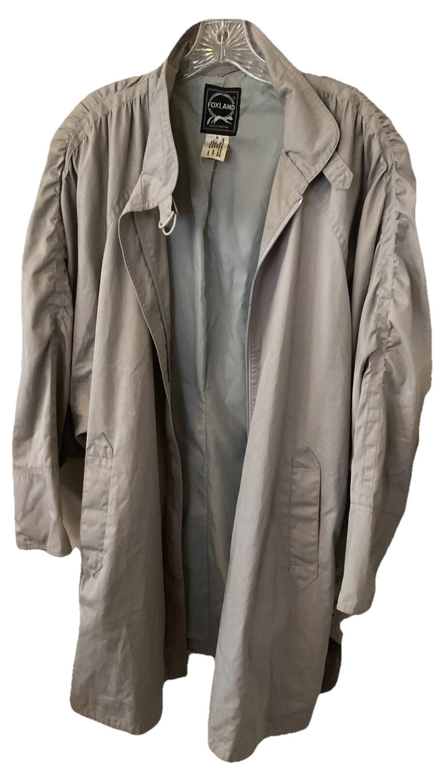 Vintage Y2K Rain Coat By Foxland Size M Circa 1980’s Gray Pleating Retro Vibes