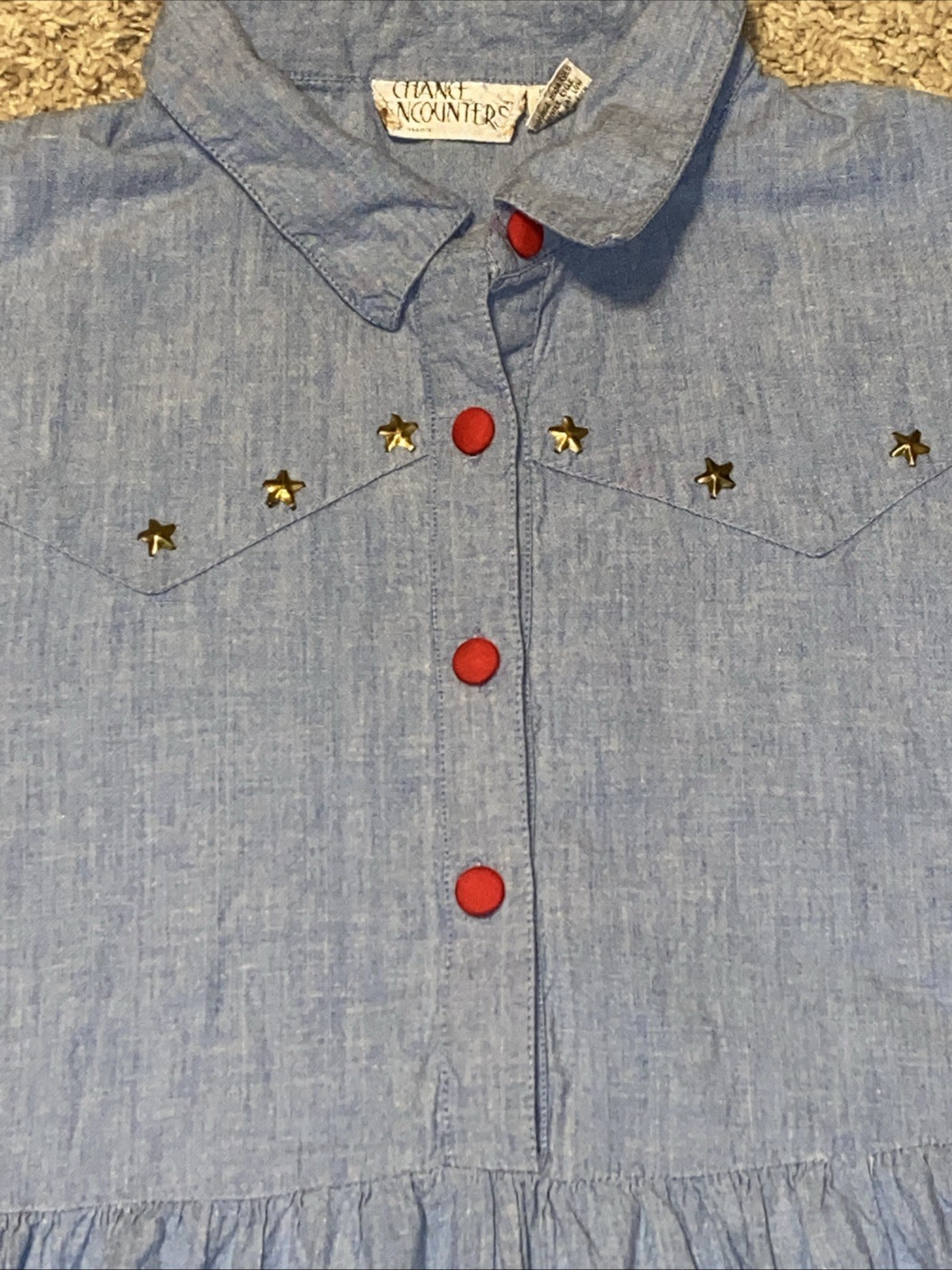Women’s Vintage 90s Blue Western Cowgirl Embroidered Dress Size Lg Red Hat Boots