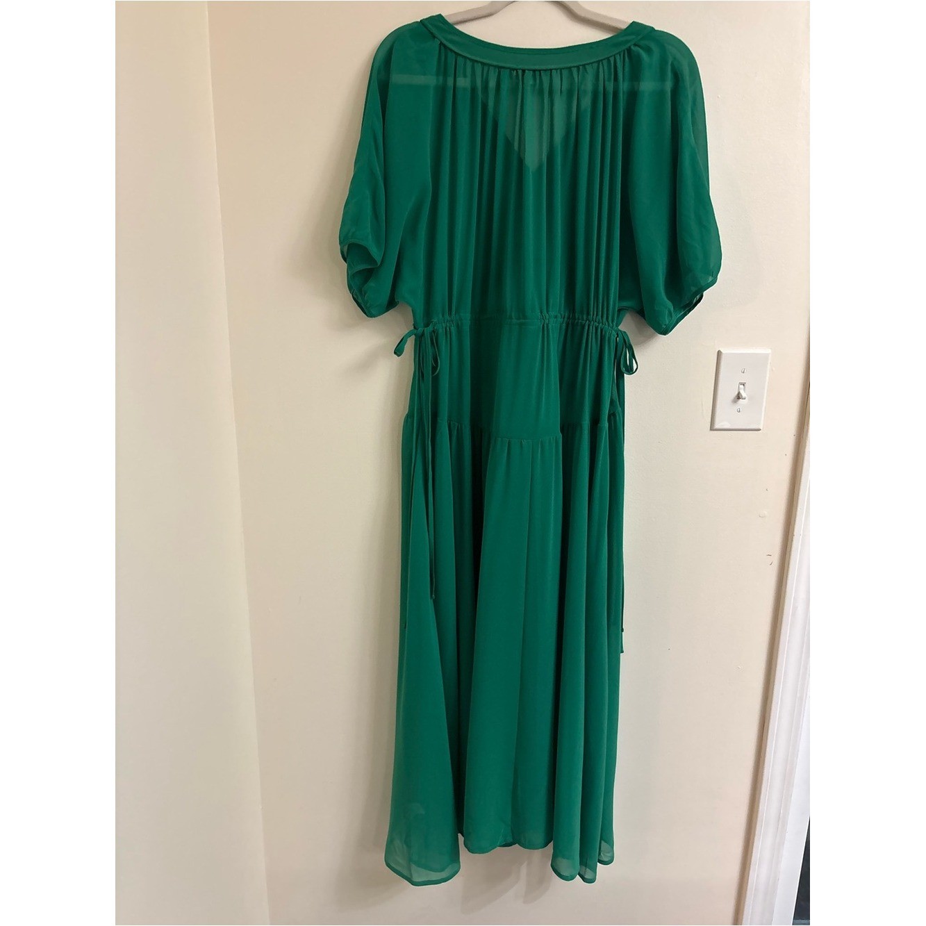 Madewell Sheer V-Neck Dolman Sleeve Maxi Dress medium Verdant Green flowy femini