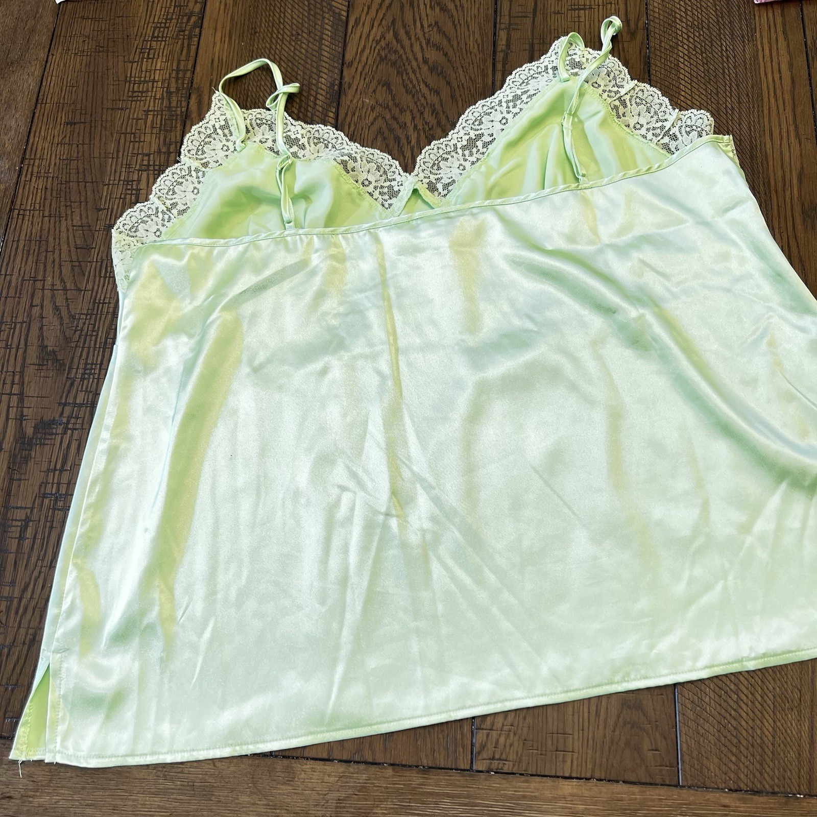 Women’s Delicates Camisole Lime Green Lace XL, Adjustable Straps Poly/Spandex