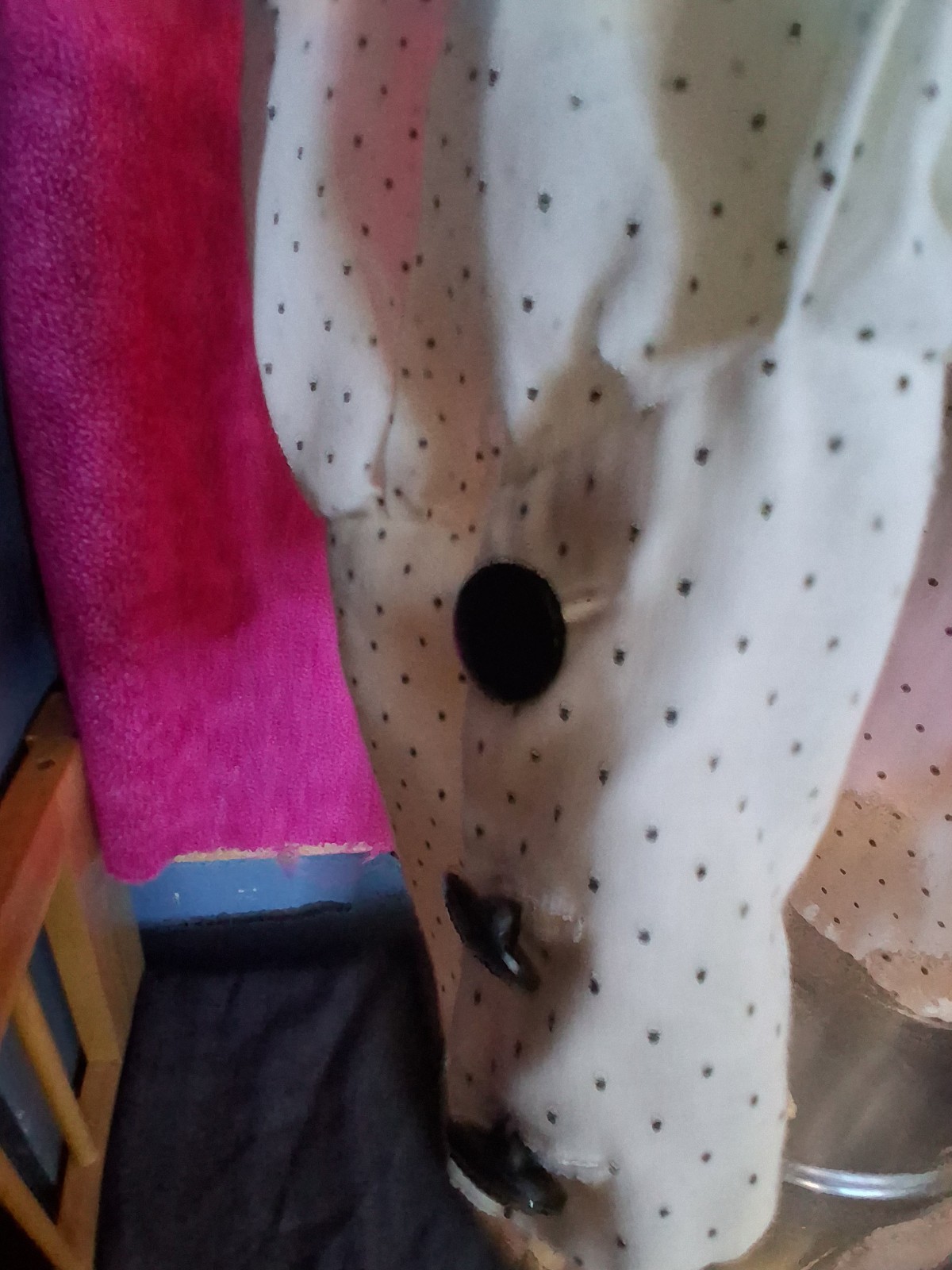 Vintage Hand-Sewn Sheer Polka Dot Blouse Artisan Made S/M