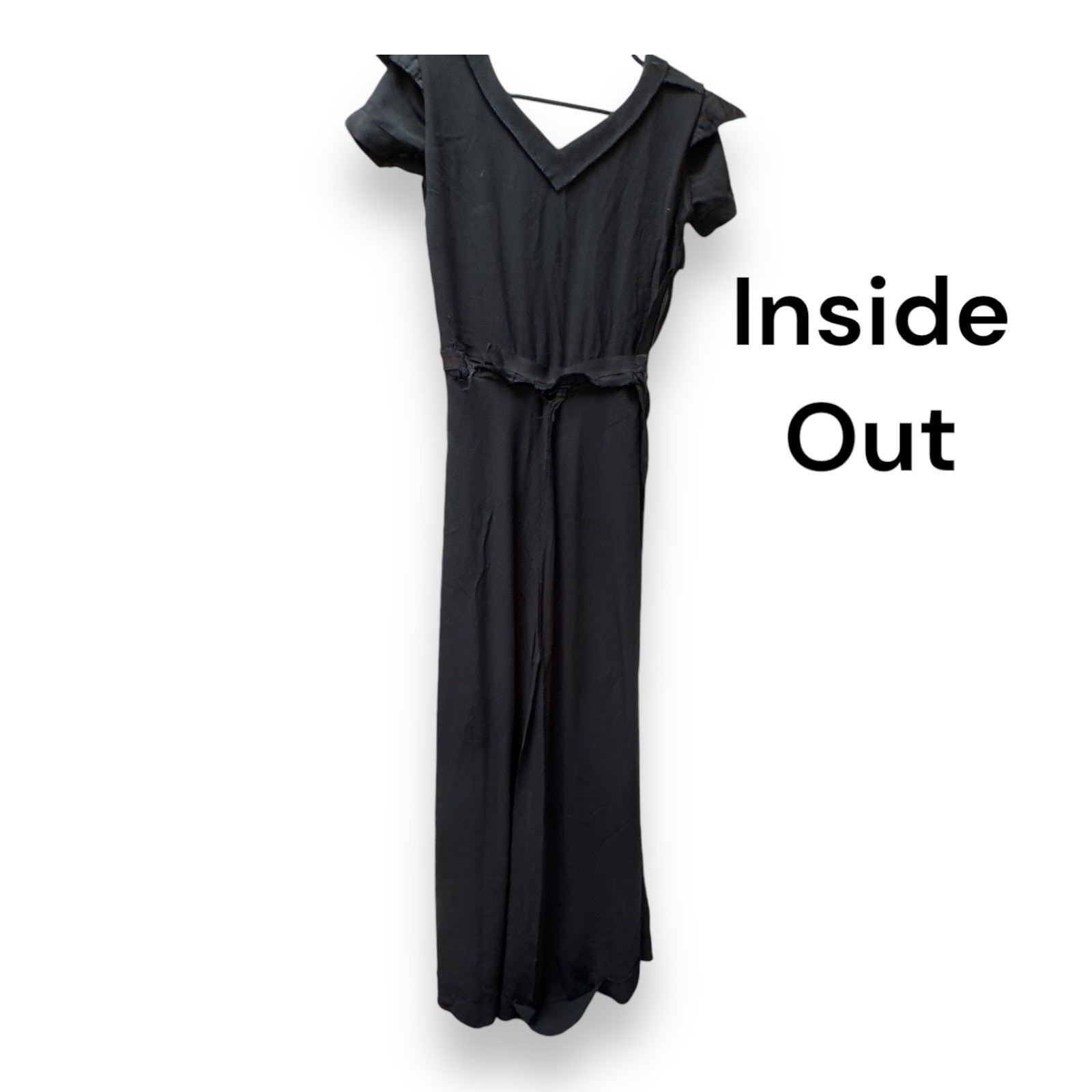 Vintage 1940s Black Rayon Maxi Cocktail Dress Gown 24” Waist Size Small READ