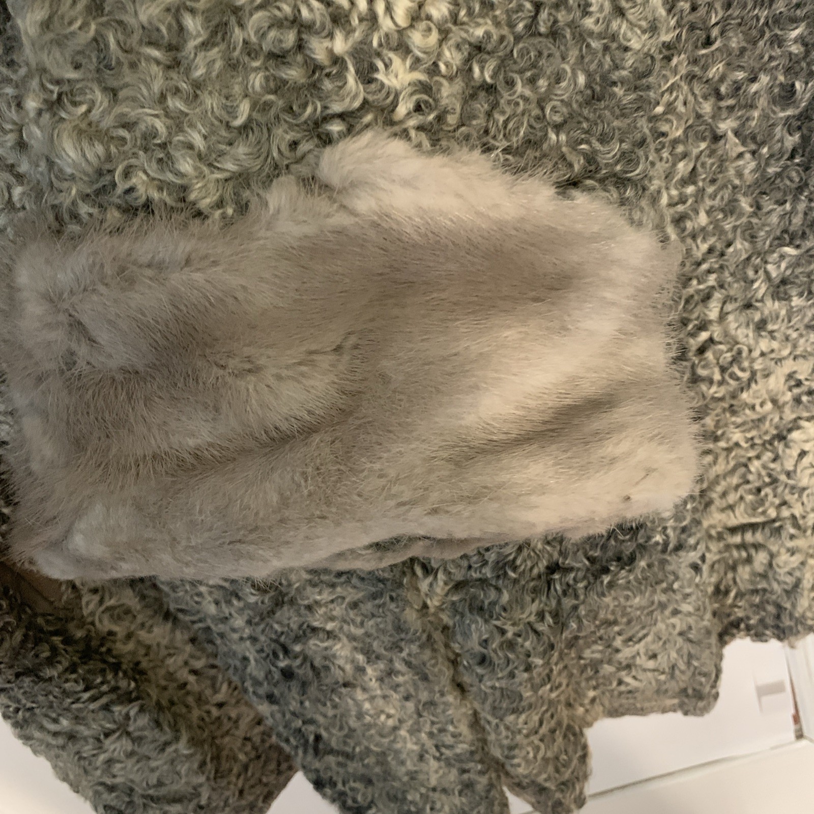 Vtg Gray Curly Persian Lamb Coat Fur Collar And Cuffs With Belt Small Truesdell